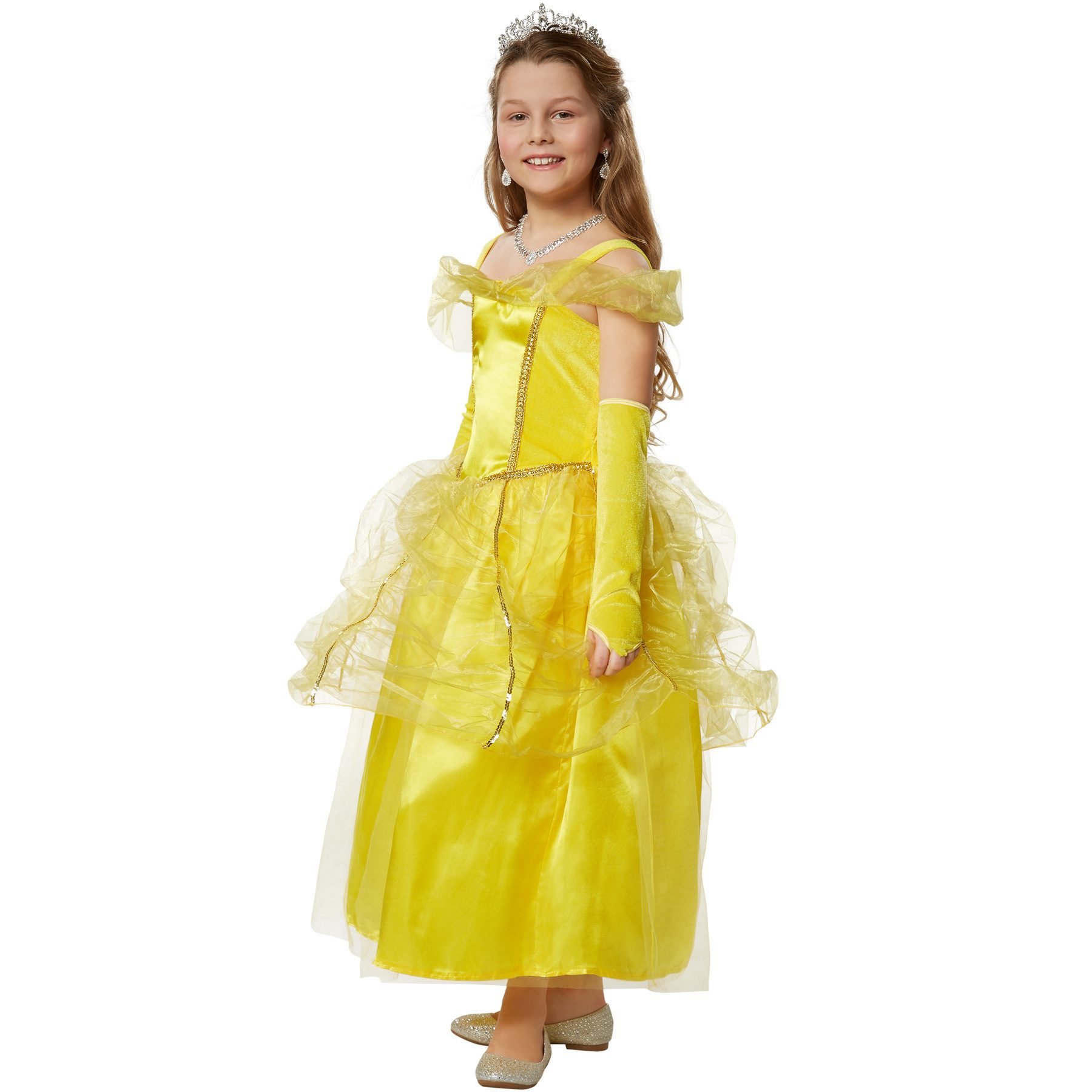 dressforfun Kostüm Mädchenkostüm Prinzessin Belle, Schönes Prinzessinnenkleid im Seidenlook