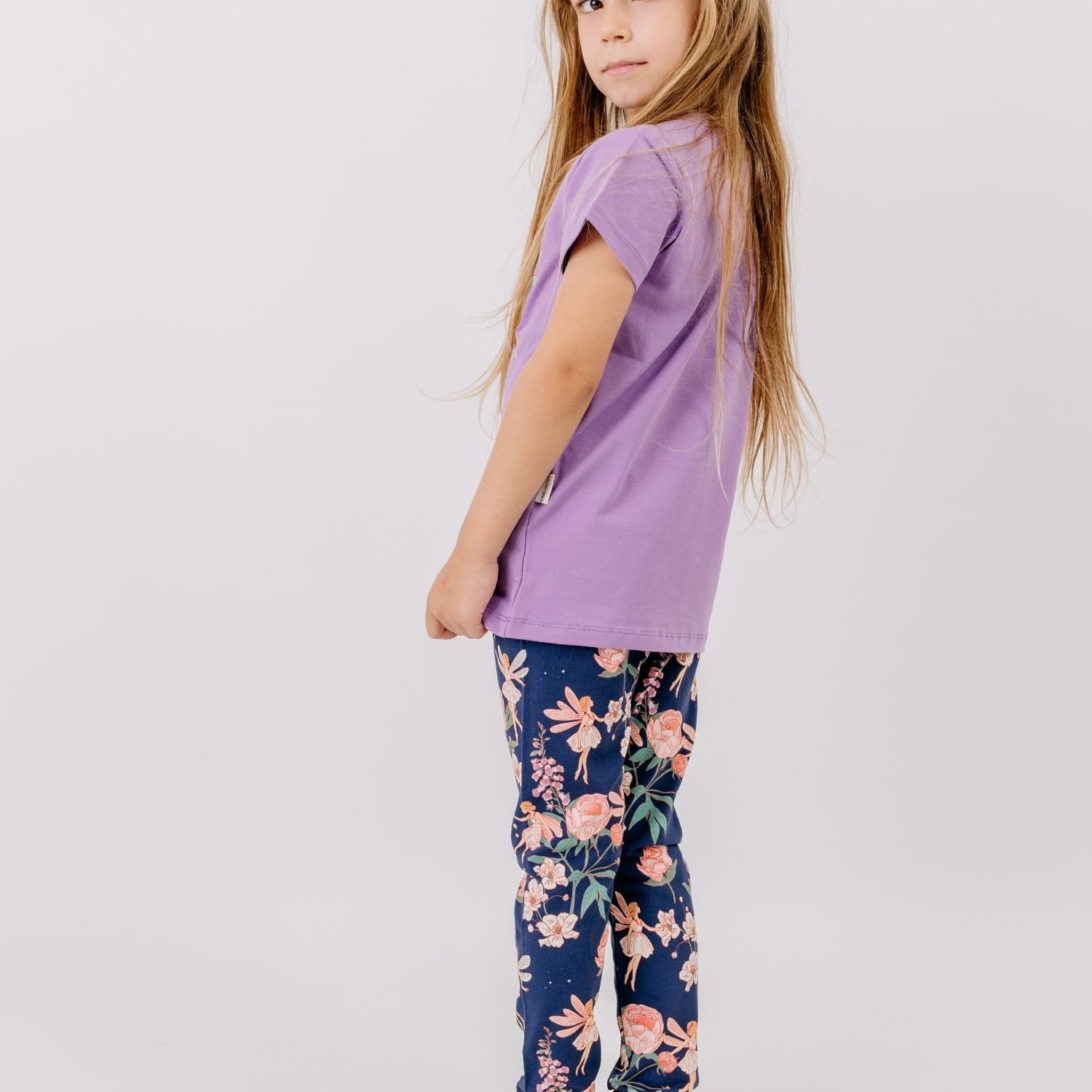 Walkiddy Leggings Walkiddy Feen & Blumen Kinder Bio Baumwolle GOTS Dunkelblau - Bio Baumwolle,GOTS, Kinderbekleidung,nachhaltige Klamotten