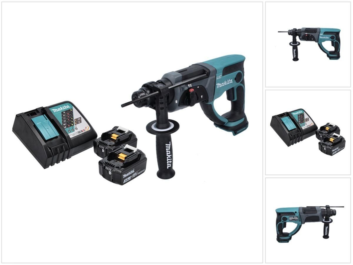 Makita Schlagbohrmaschine DHR 202 RF Akku Kombihammer 18 V 2,0 J SDS Plus + 2x Akku 3,0 Ah + La