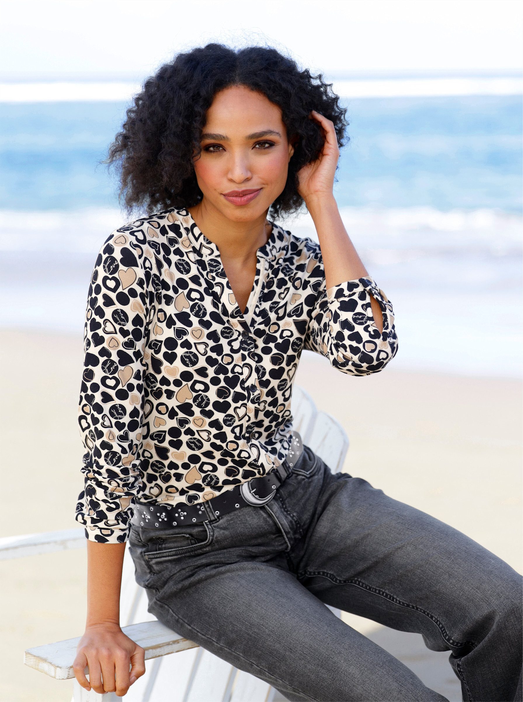 heine Klassische Bluse Jersey-Bluse Langarm