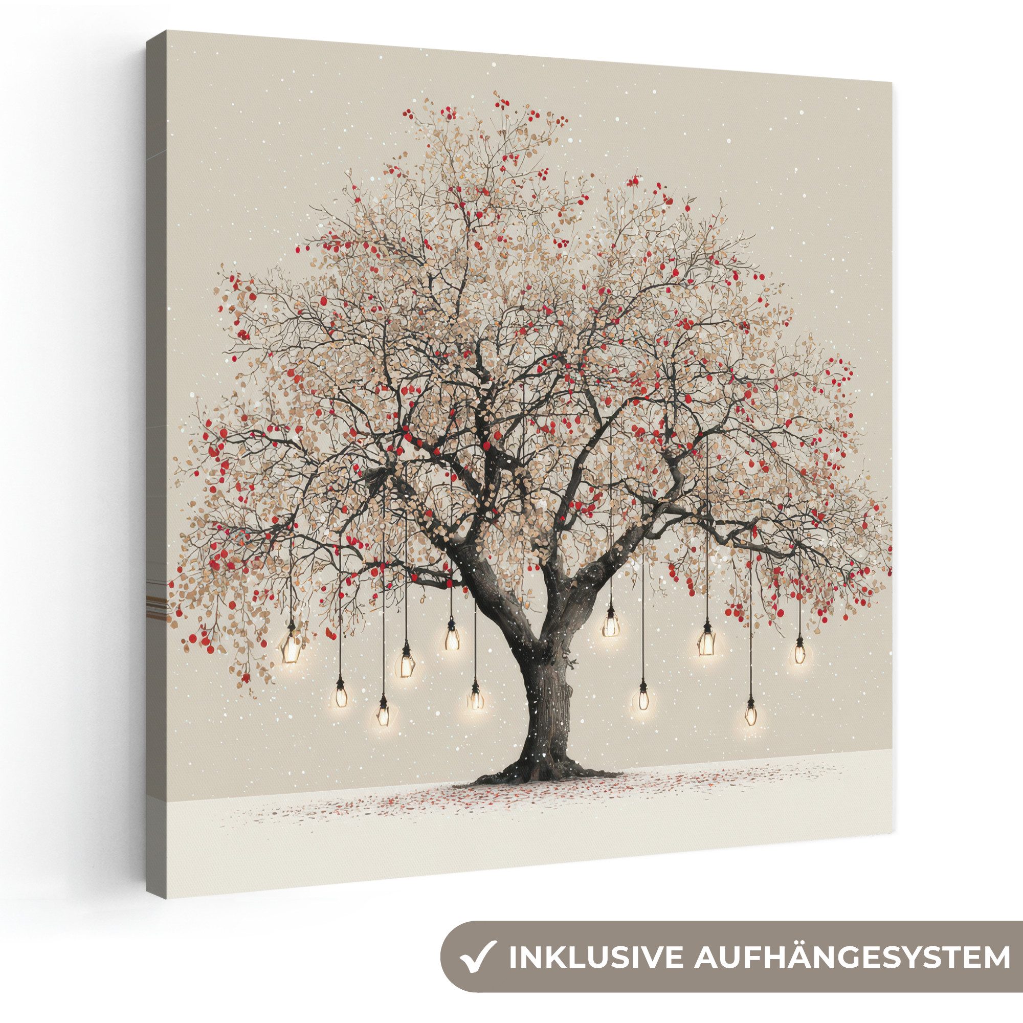 OneMillionCanvasses® Leinwandbild Lichterbaum - Winter - Weihnachten - Mehrfarbig, Fotodruck (1 St), Wandbild, Deko Schlafzimmer Wohnzimmer Flur 20x20 cm