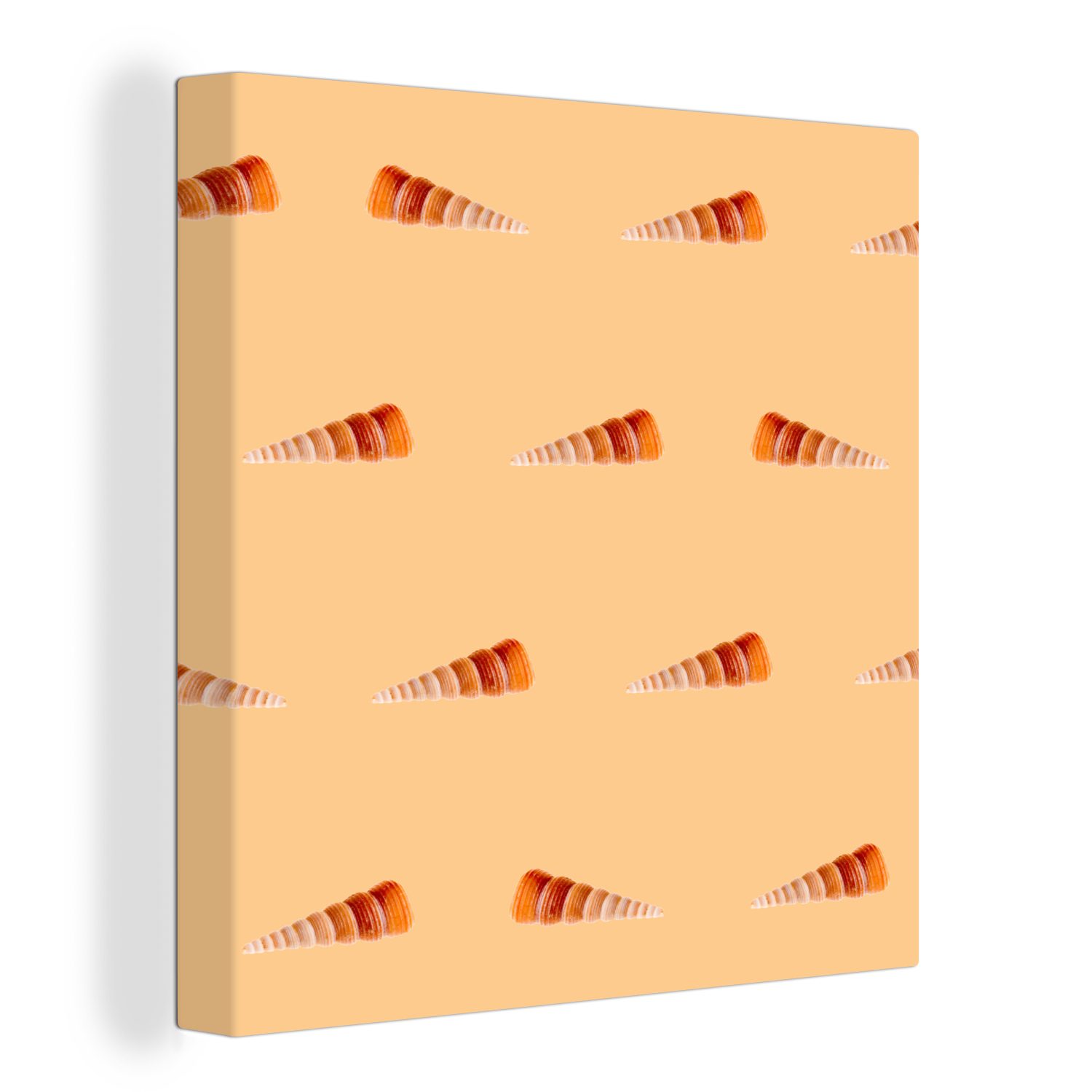 OneMillionCanvasses® Leinwandbild Muscheln - Muster - Orange, (1 St), Leinwand Bilder für Wohnzimmer Schlafzimmer