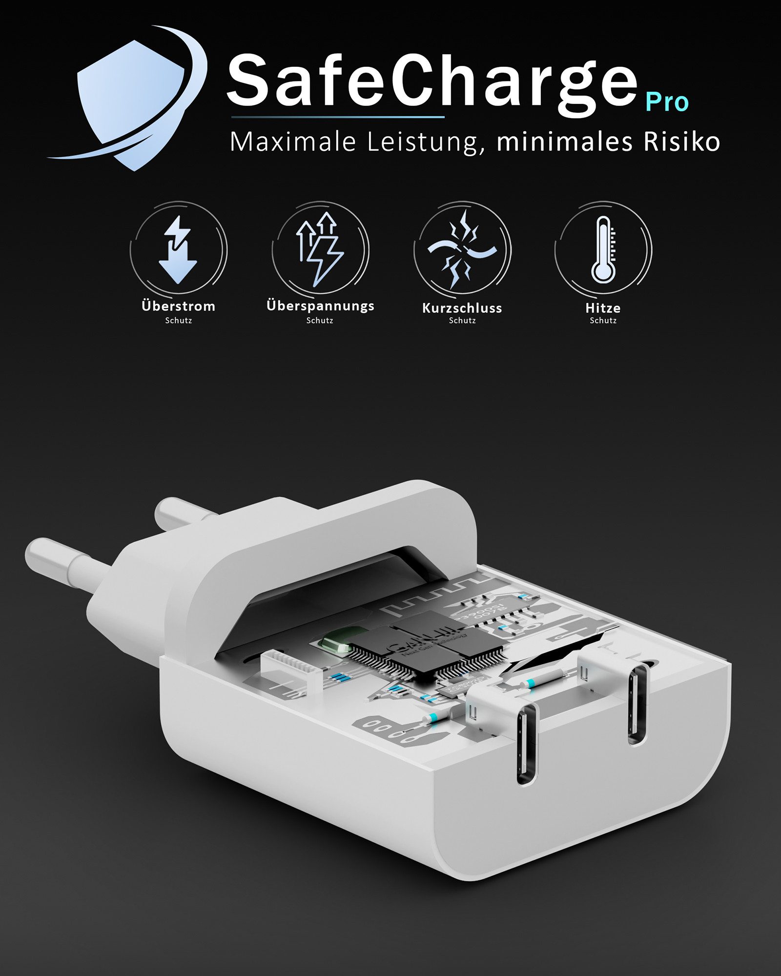 GreenHec USB C Schnellladegerät 45w Samsung Galaxy S26 S25 S24 S23 S22 S21 Fast Schnelllade-Gerät (50 mA, Spar-Set, 45w USB-C Dual Charger, S26+ Ultra FE Ladege – Bild 5 von 5
