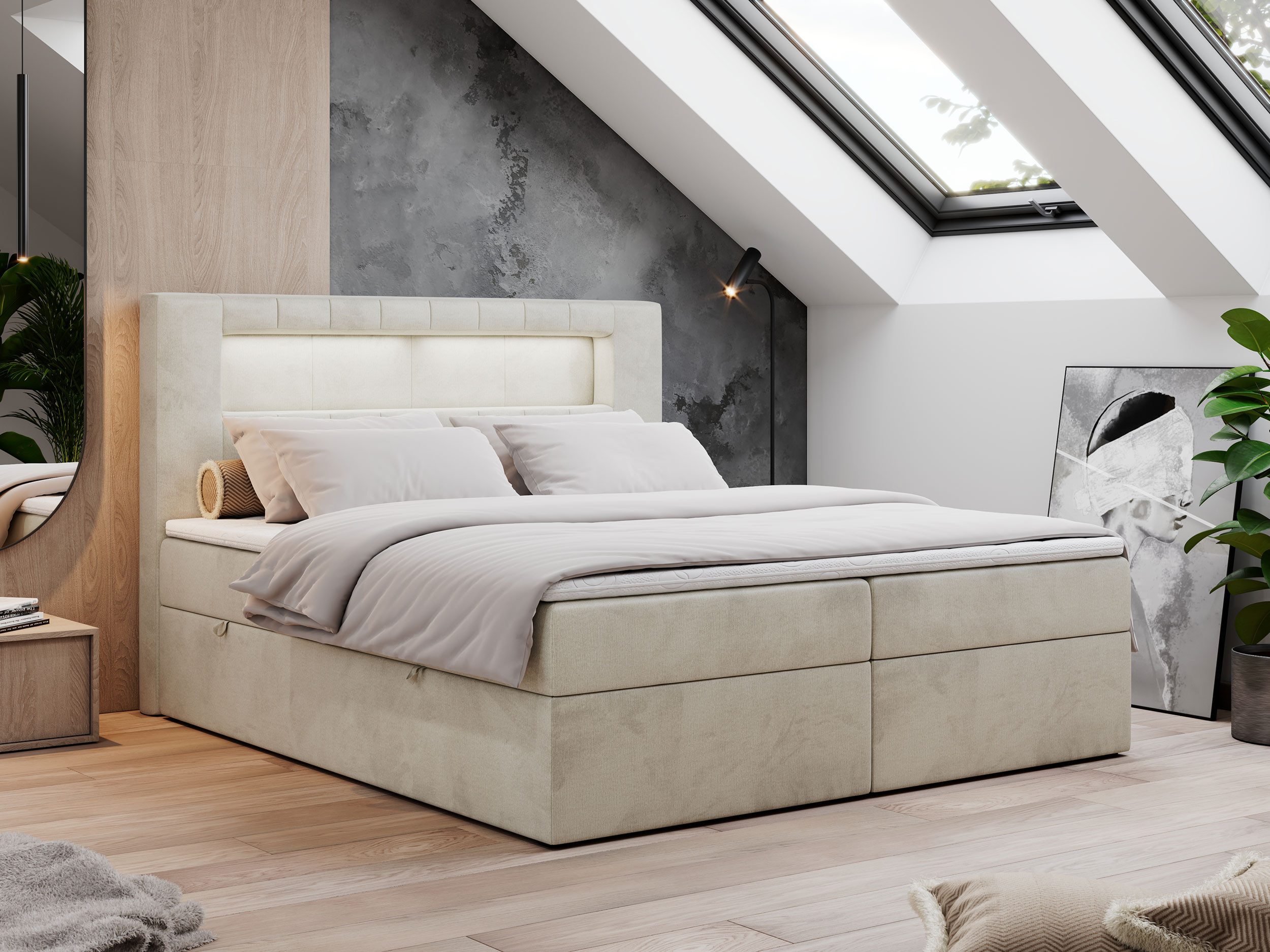 MKS MÖBEL Boxspringbett GOLD5 (Set, Packung, 7 Härtezonen, T30-Schaum, LED, günstig online kaufen