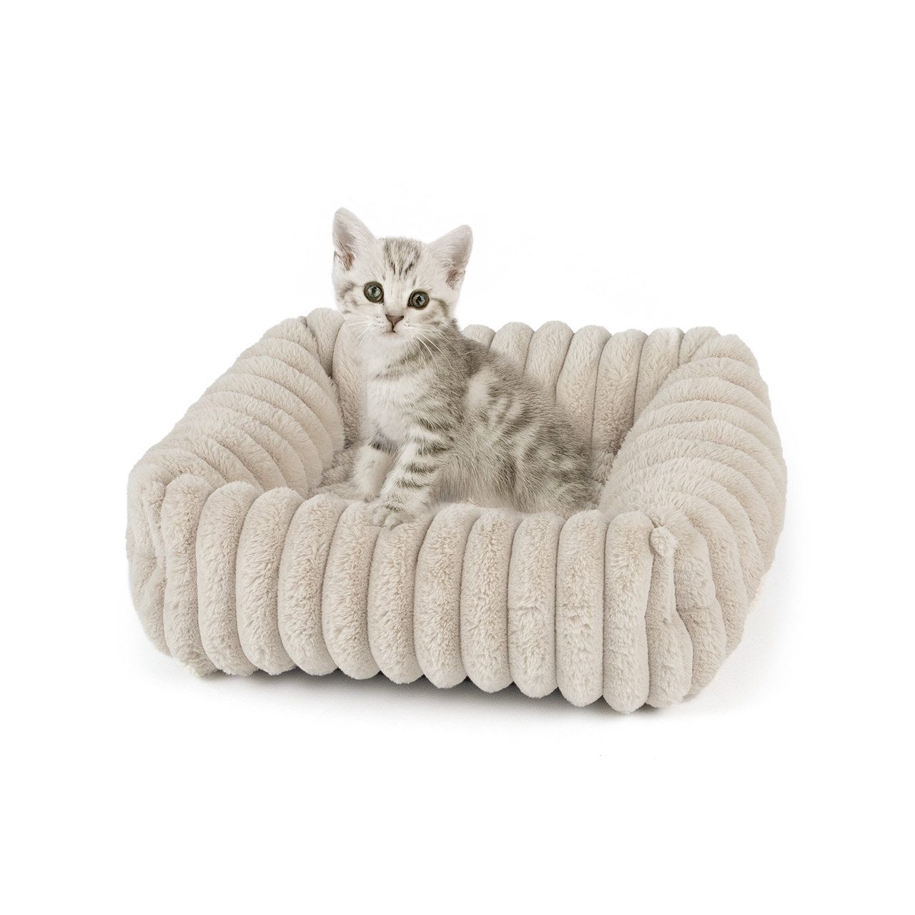 Wallace & Jones Tierbett Katzenbett Mary, edle Cordstoff-Optik, gepolsterte Seitenwände, sand, ca. 71 x 58 x 18 cm