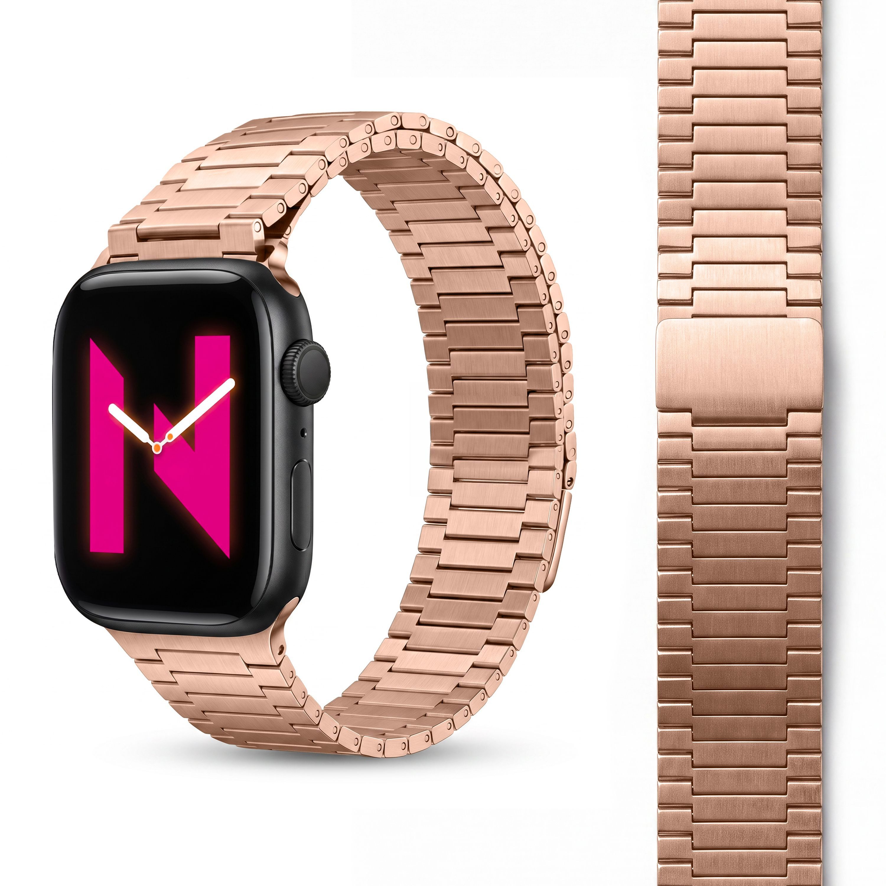 Nalia Smartwatch-Armband Apple Watch 38mm/40/41/42(Serie 10/11), Edles Edelstahl Ersatzarmband / für Sport Uhr / Magnetisch & Rostfrei