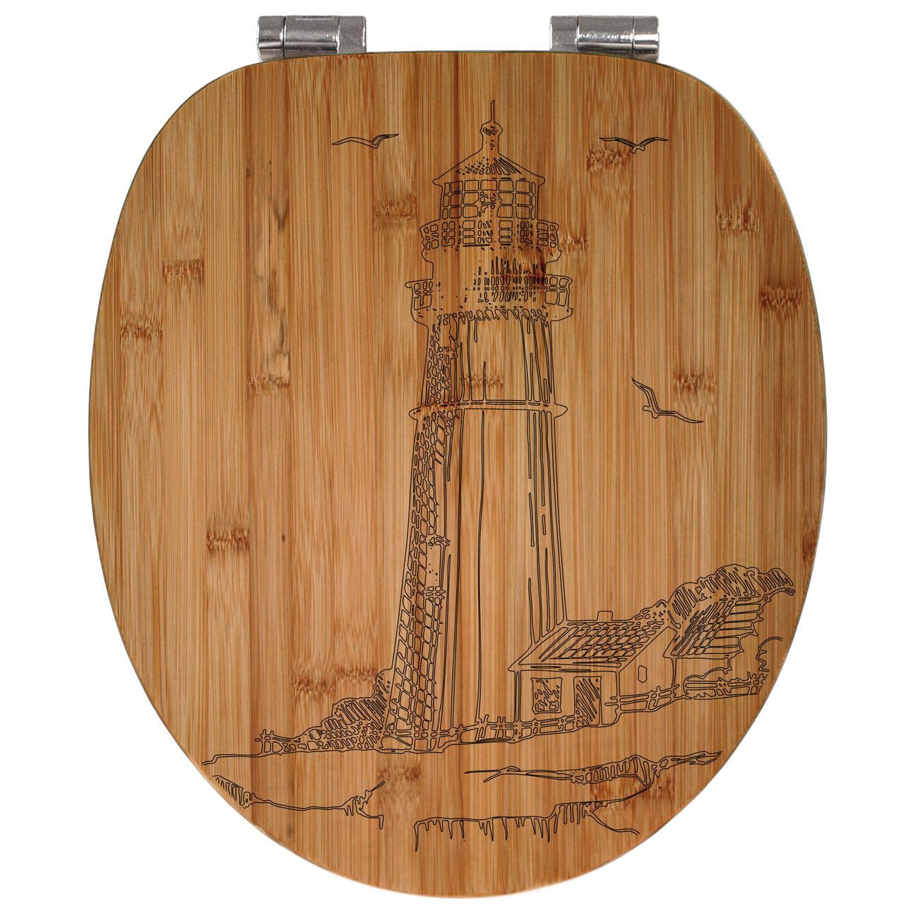 banjado WC-Sitz Bambus mit Gravur Leuchtturm günstig online kaufen