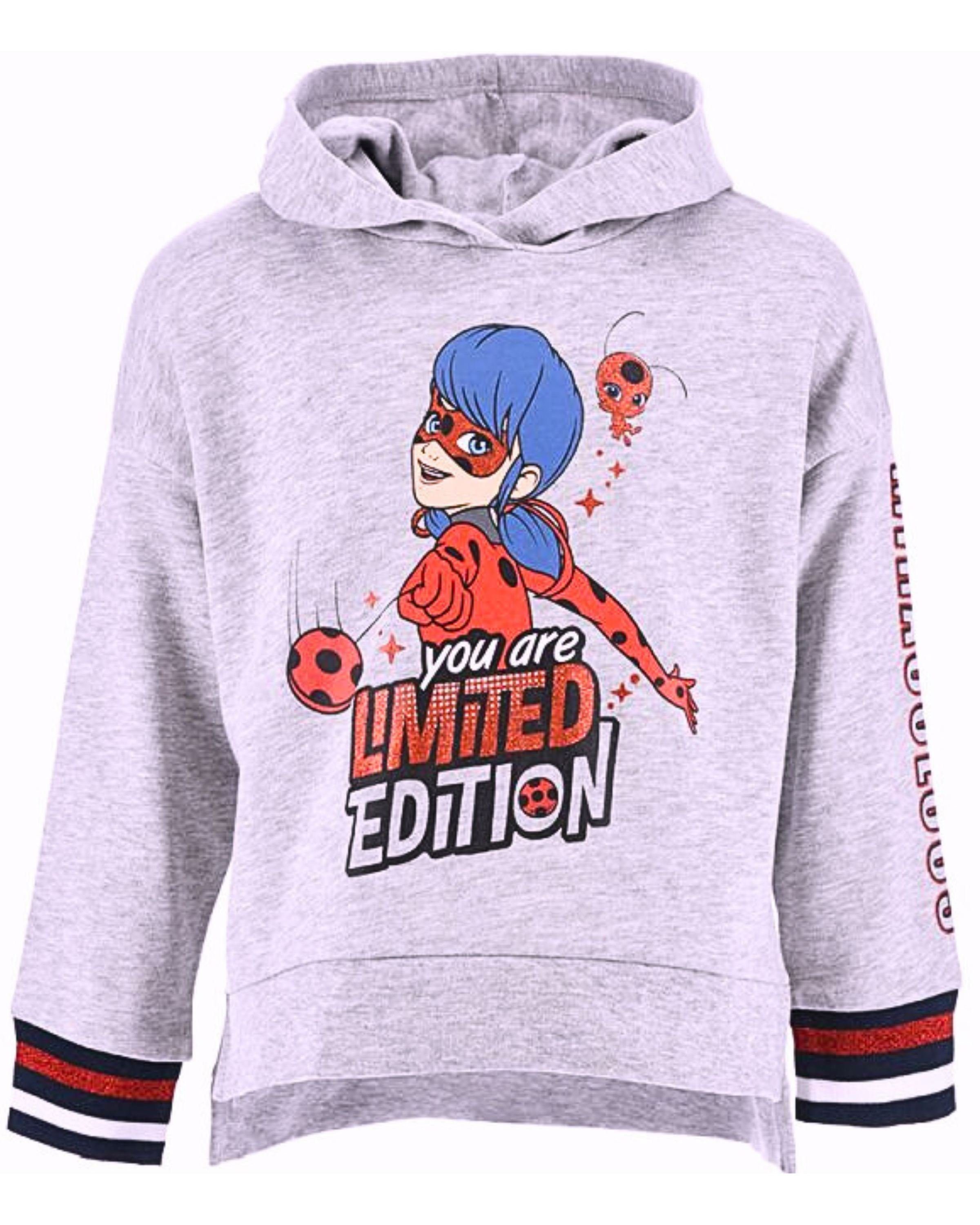 Miraculous - Ladybug Hoodie You are Limited Edition Mädchen Kapuzenpullover mit Glitzer und Schlitzen - Gr. 104 - 128 cm
