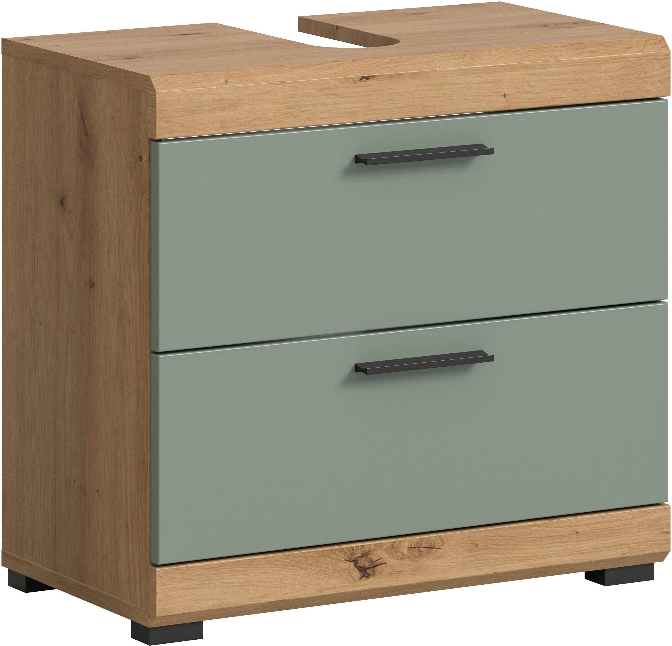 welltime Waschbeckenunterschrank SIENA, Breite 60cm, mit 2 Türen oder 2 Schubkästen, MDF-Front (1-St., TOPSELLER!, mit Siphonausschnitt 10x25 cm) in verschiedenen Farben erhältlich, Badmöbel, Badschrank, Kommode, Bad