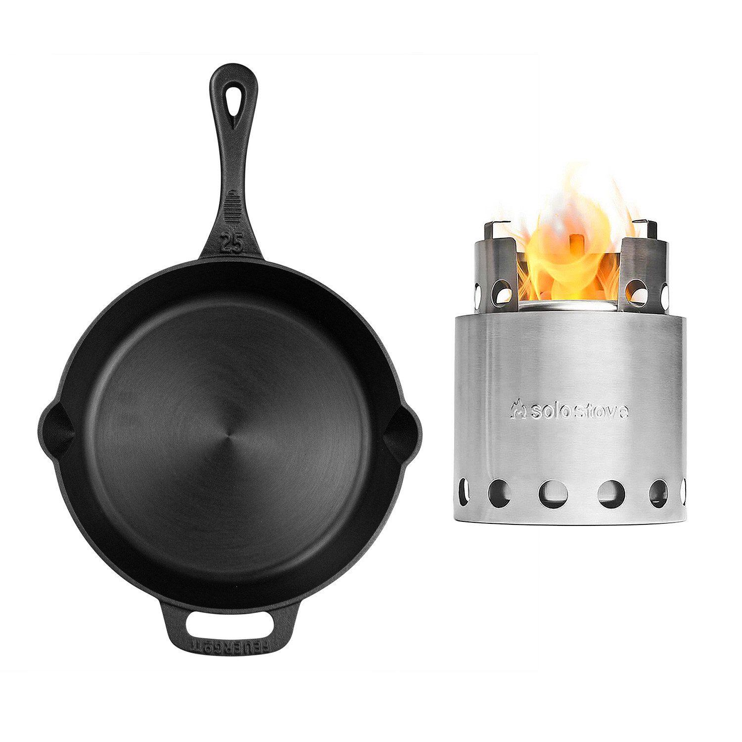 Feuergott Feuerschalen-Pfanne FEUERGOTT Feuerpfanne 25 mit Stiel Schwarz