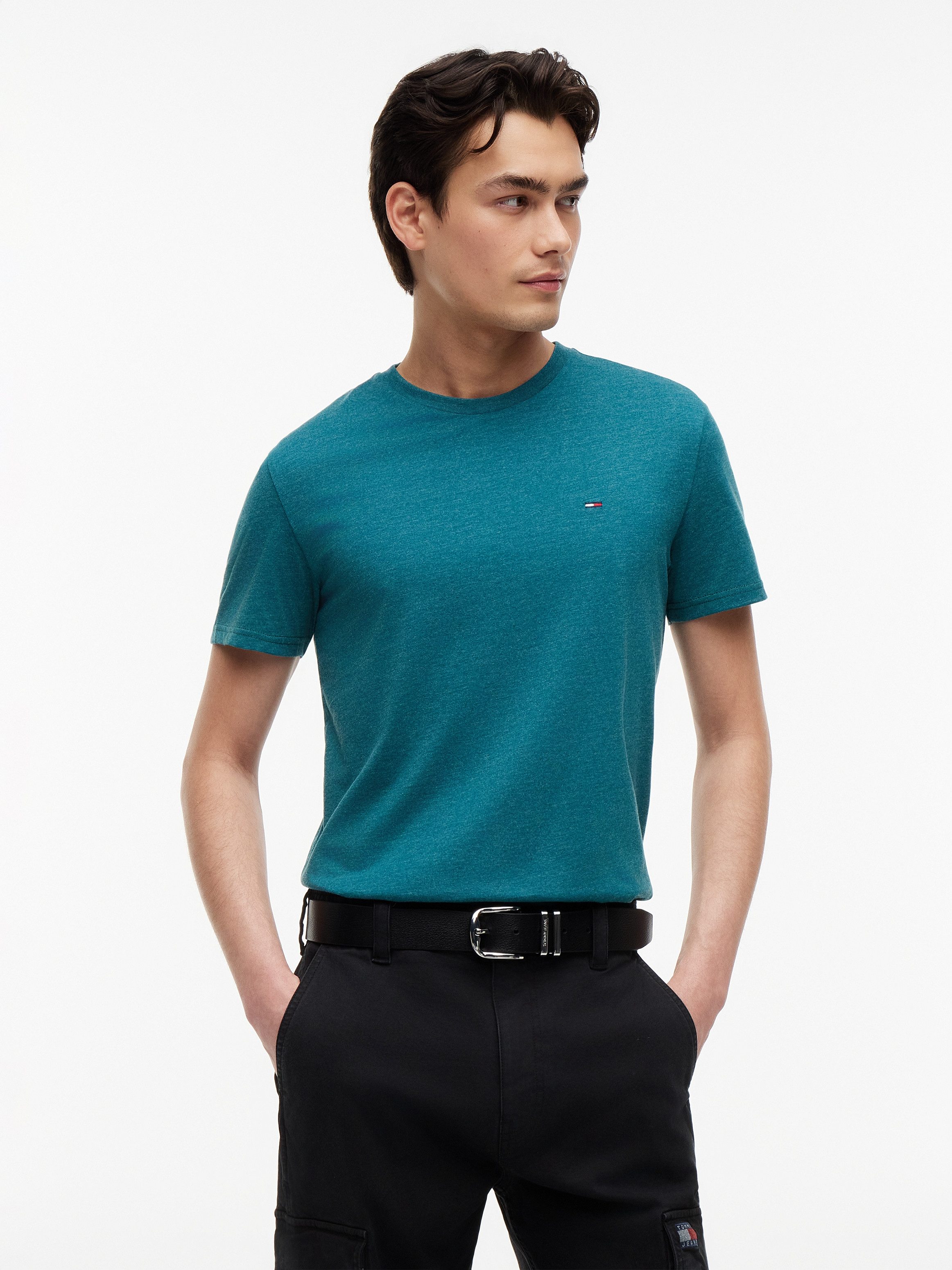 Tommy Jeans T-Shirt TJM XSLIM JASPE HTR TEE EXT Mit Rundhalsausschnitt