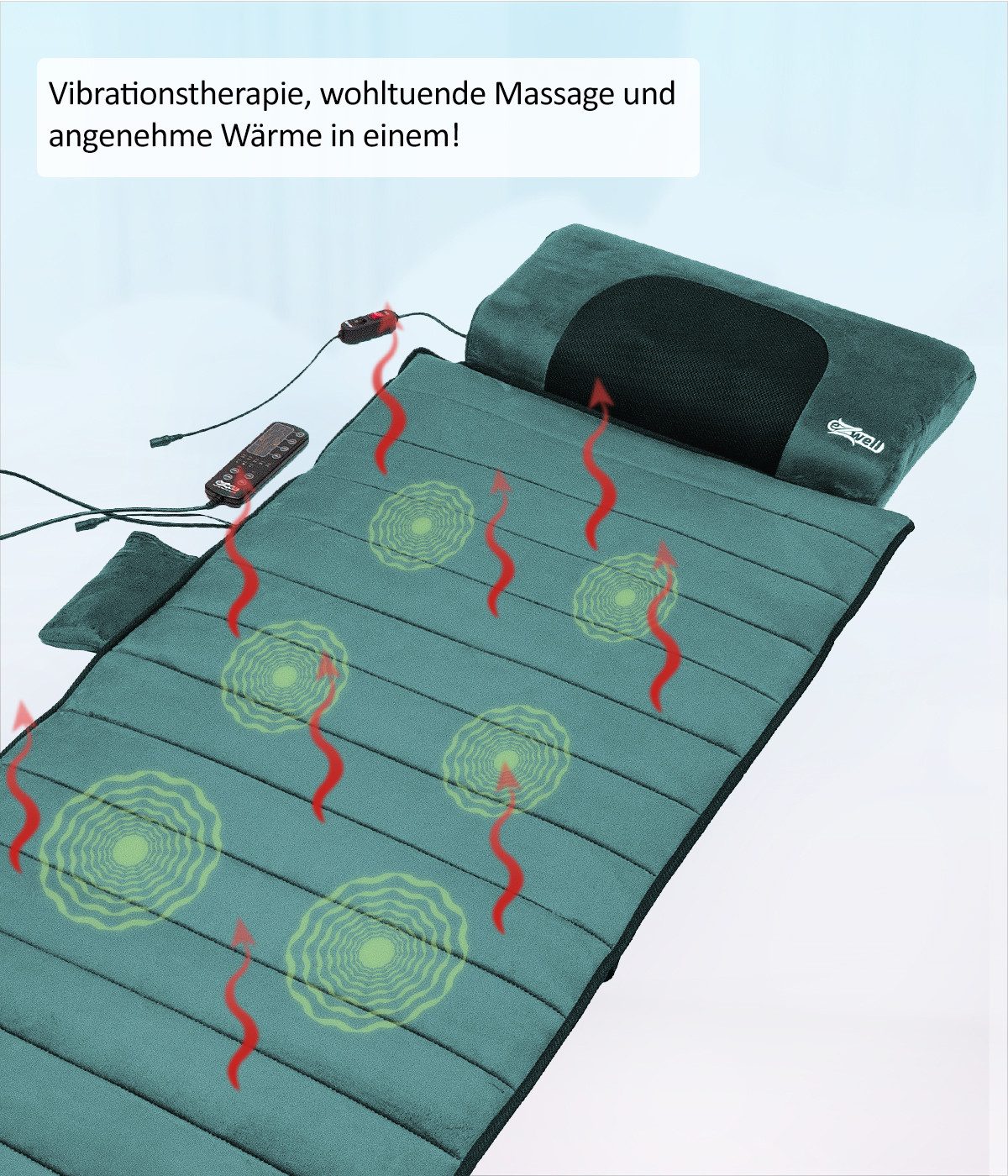 Genius Massageliege eZwell Massagematte Massageauflage 55 x 170 cm 3-tlg. (Ganzkörpermassage), Wärmefunktion, Vibrationsmassagematte mit Fernbedienung