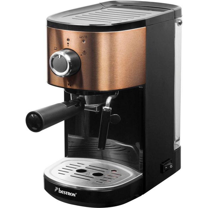 bestron Espressomaschine AES1000CO für 2 Tassen mit schwenkbarer Dampfdüse 15 bar