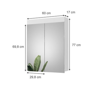 Vicco Spiegelschrank Badezimmermöbel LUNA 60x77cm Weiß