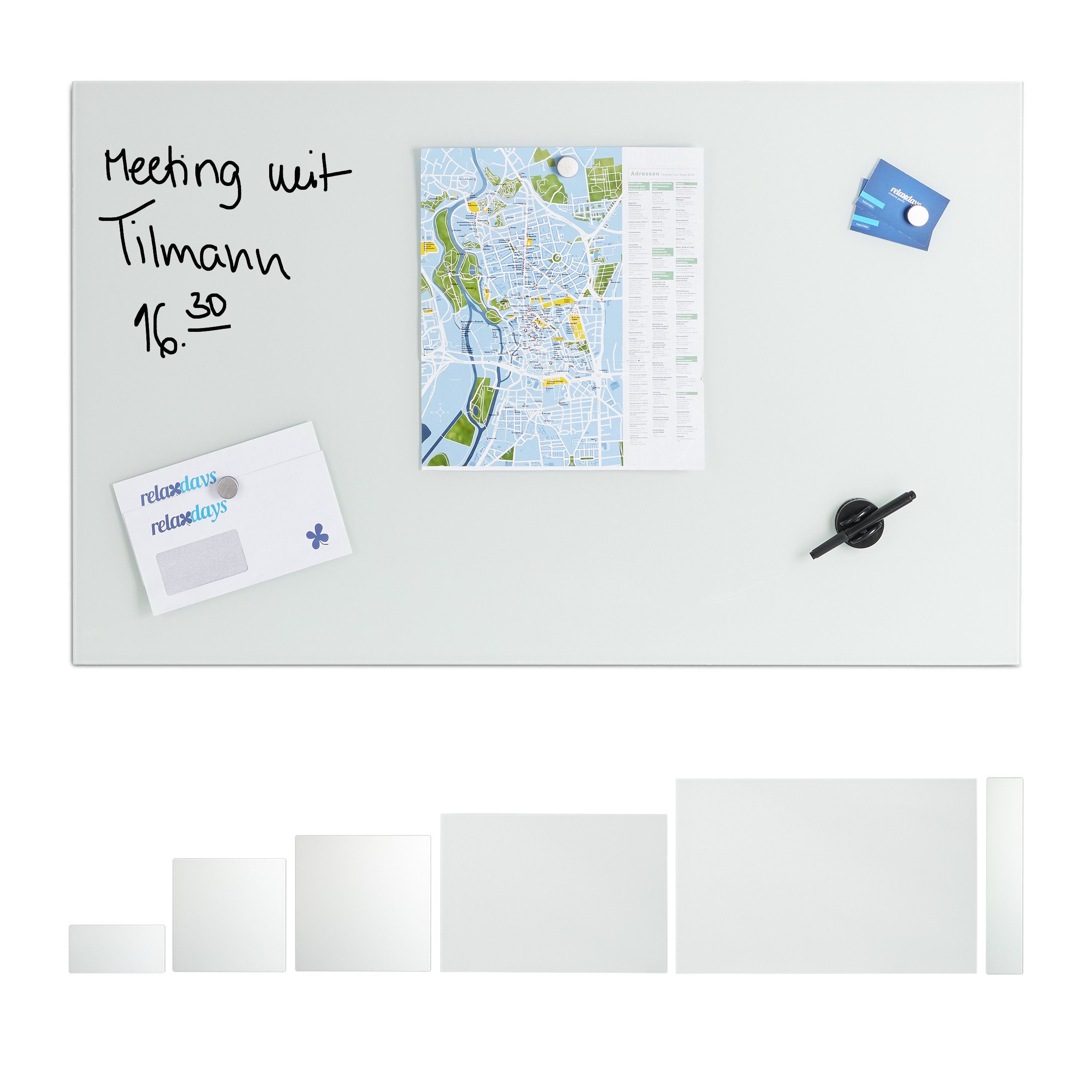 relaxdays Magnettafel Glas-Magnetboard Weiß, 100 x günstig online kaufen