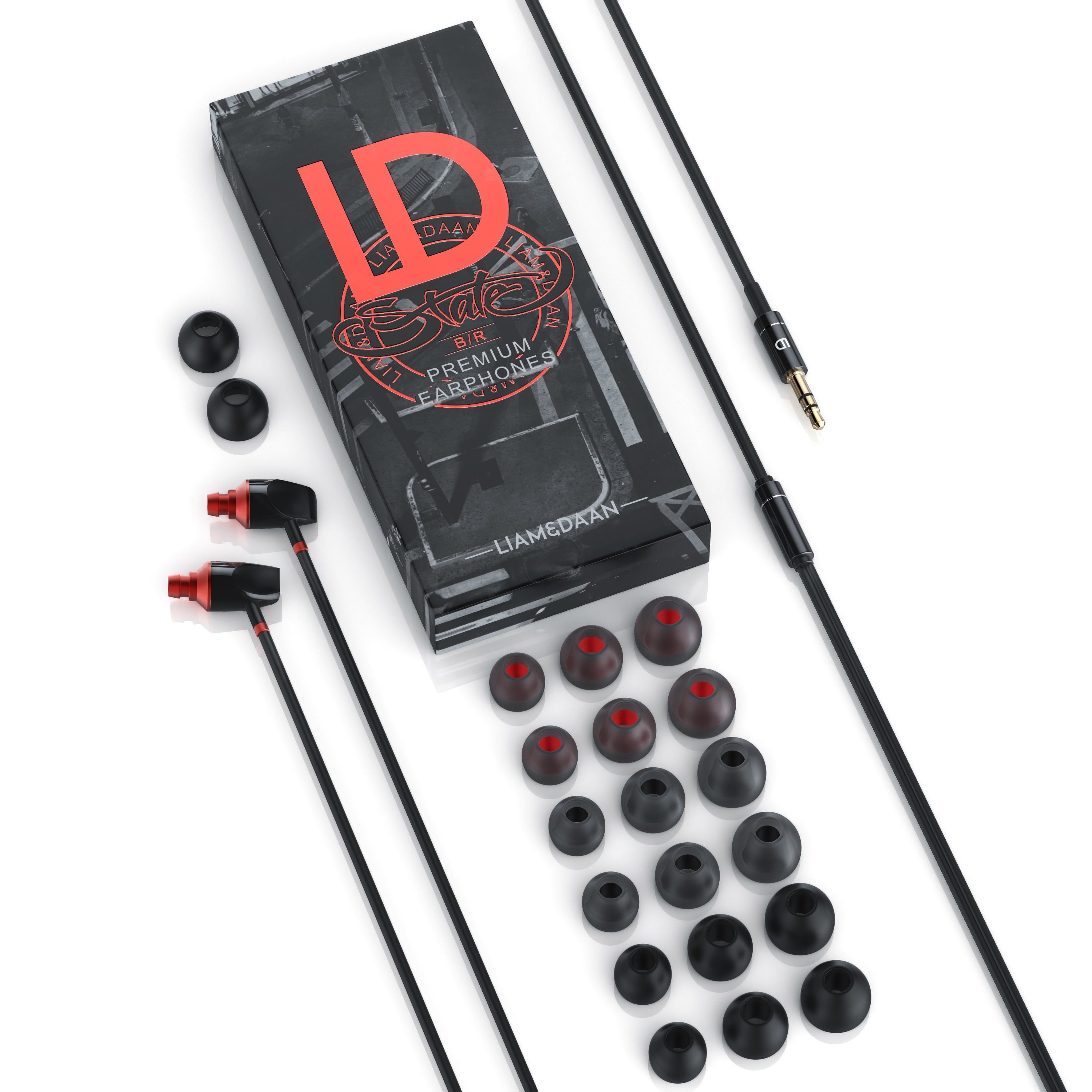 LIAM&DAAN In-Ear-Kopfhörer (High End Keramik "State" 8mm Treiber / Aramid Kabel / Knickschutz)