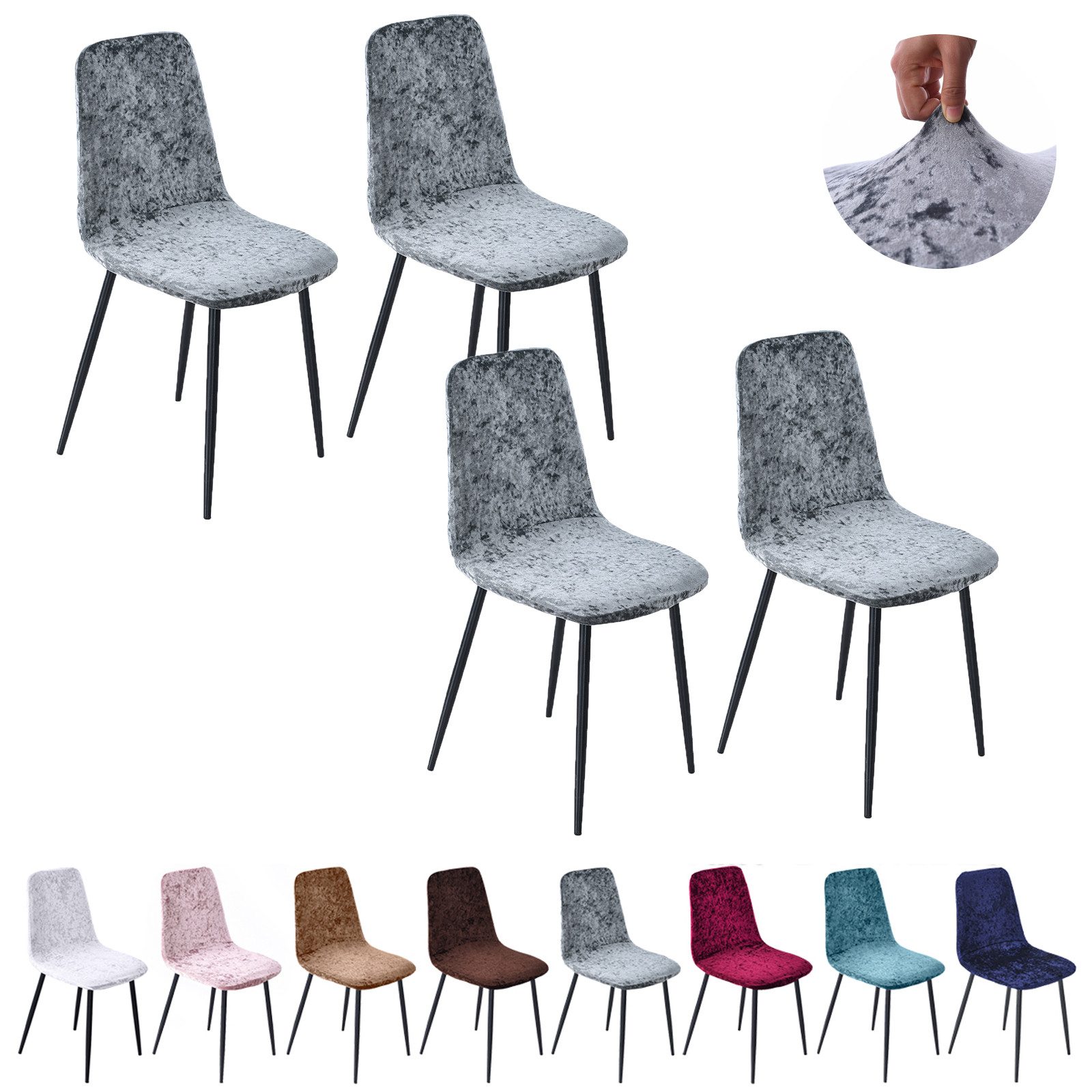 Jibenhome Stuhlbezug Stuhlhussen Samt, Einfarbig, Stretch,Schalenstuhl Abde günstig online kaufen