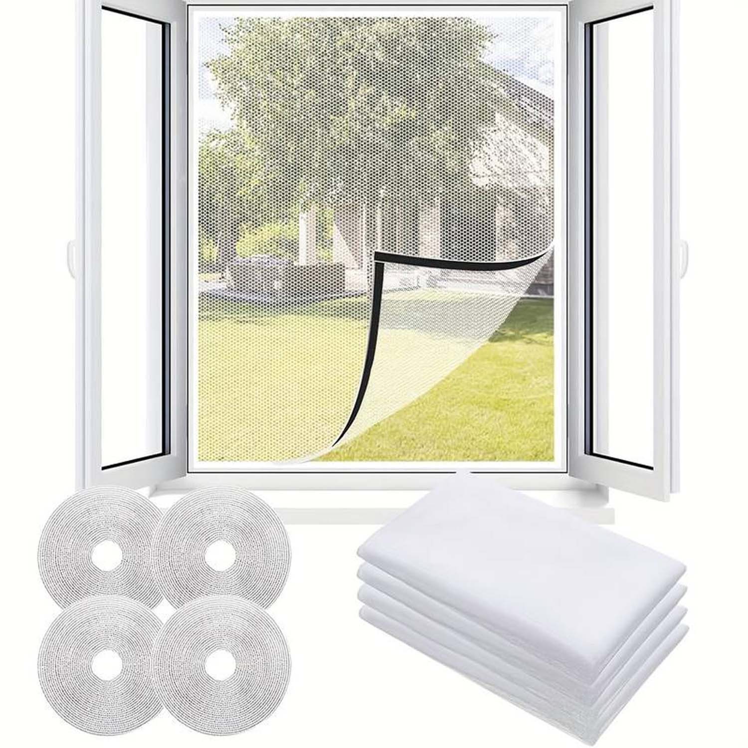 Agger Insektenschutz-Fensterrahmen 4st selbstklebende Fenster-Moskitonetze, Insektenschutzgitter