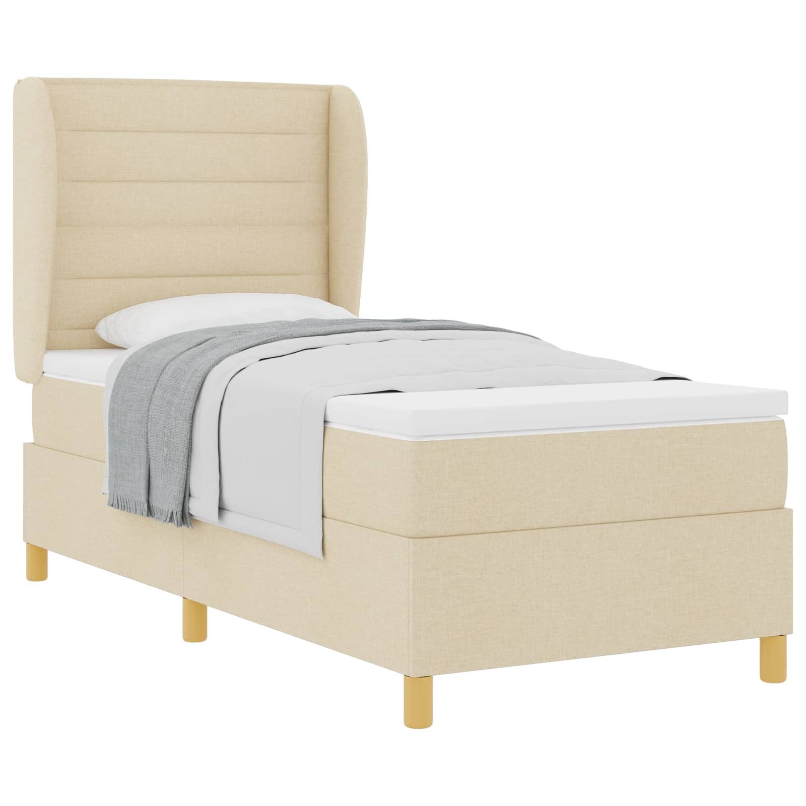 Bett Boxspringbett mit Matratze Creme 200 x 100 cm Stoff