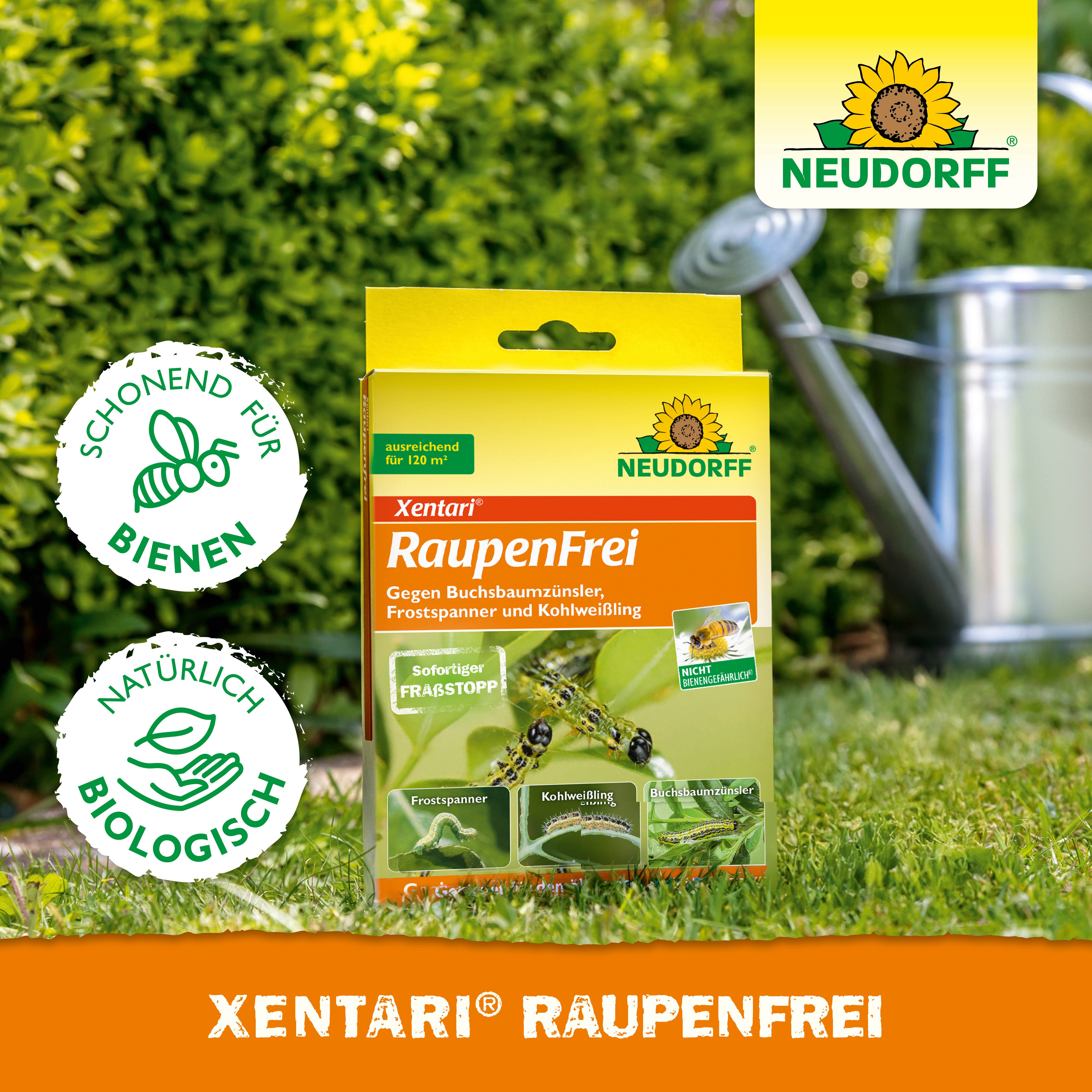 Neudorff Insektenspray Xentari Raupenfrei, 6 g, Biologisches Insektizid gegen Buchsbaumzünsler und Gespinstmotten – Bild 5 von 5
