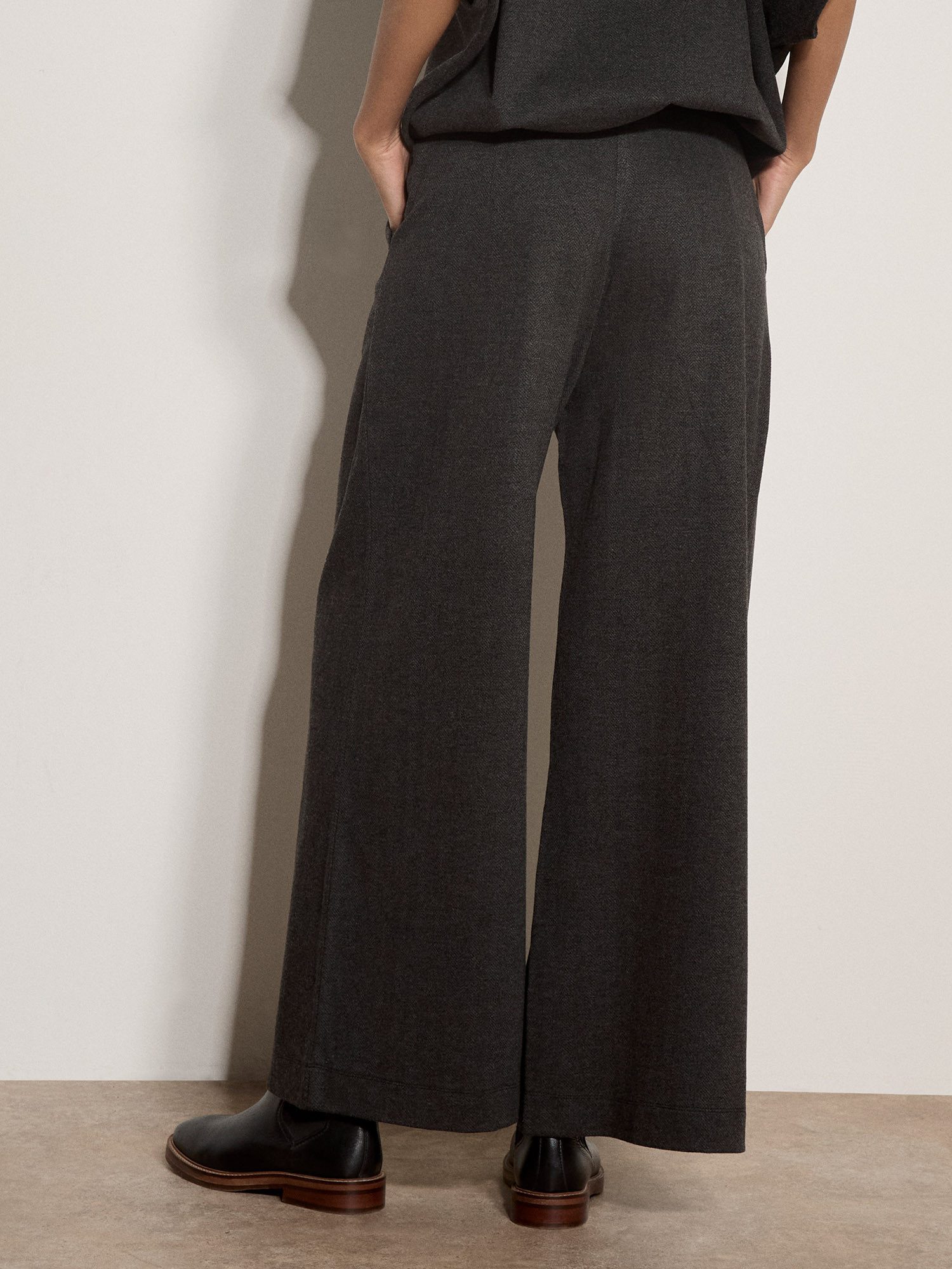 Apricot Stoffhose Weite Hose mit Fischgrätenmuster mit elastischem Bund – Bild 4 von 4