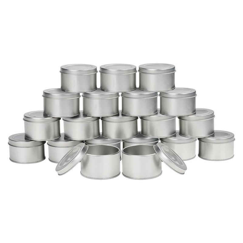 Kurtzy Aufbewahrungsbox Set of 20 small silver metal boxes, 20 Stück Blechdosen, rund, silber, kleine Metallboxen, 6,5x4cm