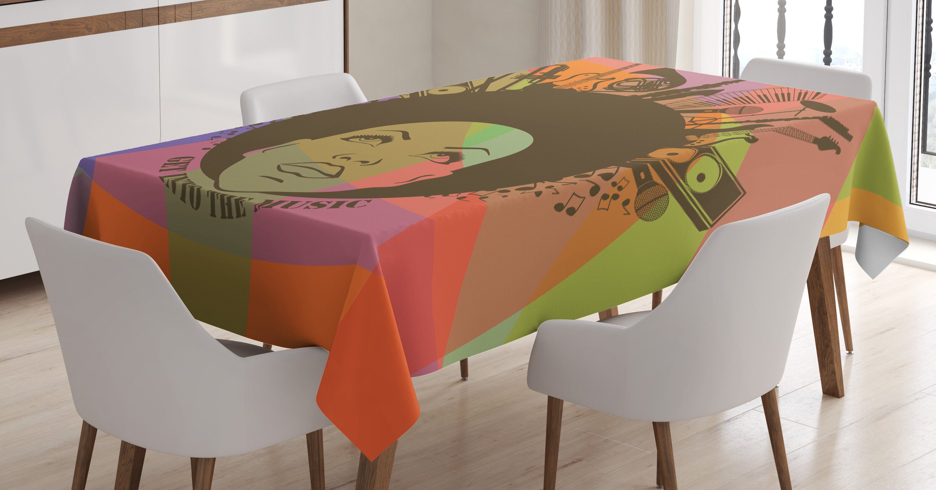 Abakuhaus Tischdecke Farbfest Waschbar Für den Außen Bereich geeignet Klare Farben, Musik Amerikanische Frau | Tischdecken