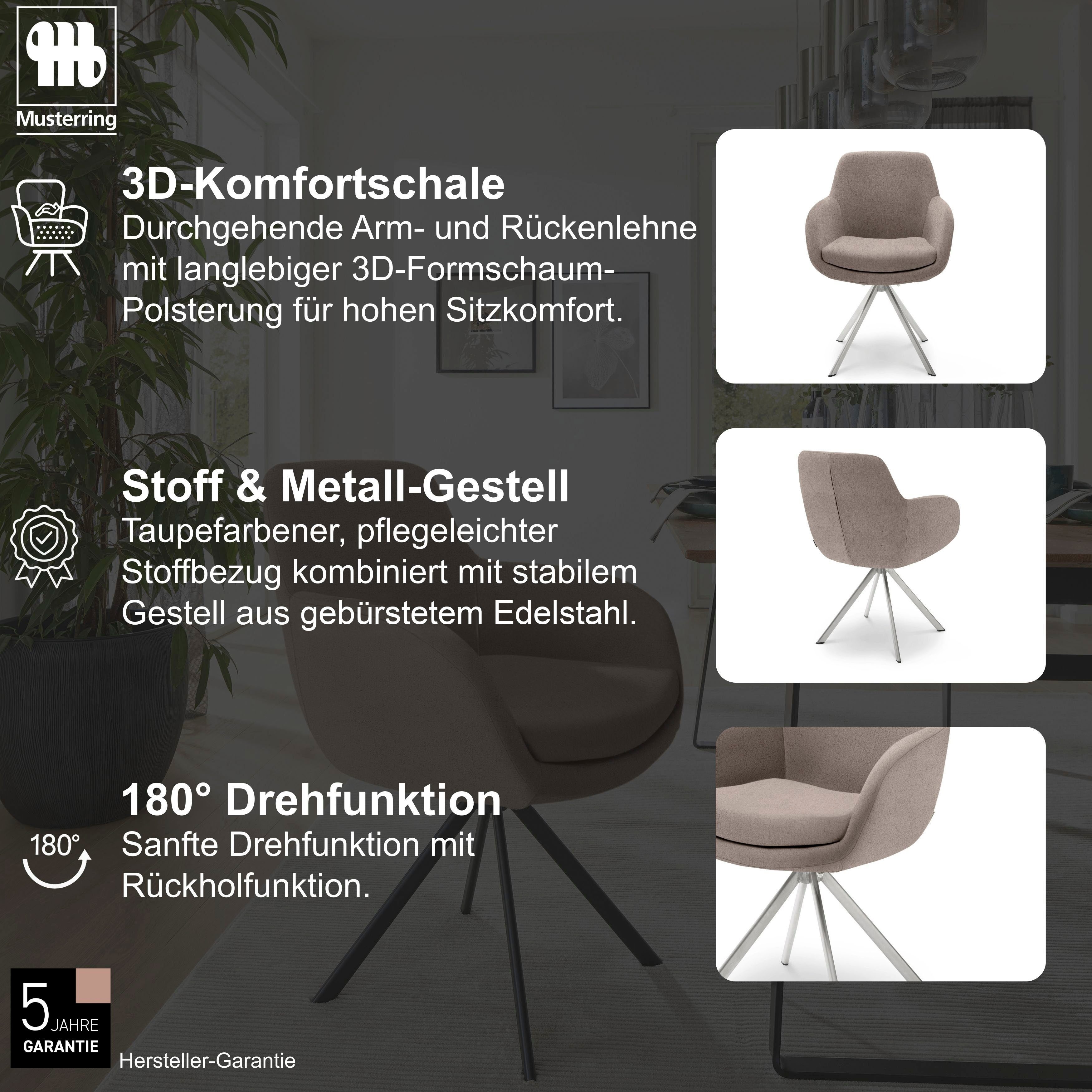 Musterring Esszimmerstuhl Tavia (Set, 2 St), Stativgestell Edelstahl, wahlweise mit Drehfunktion, diverse Farben