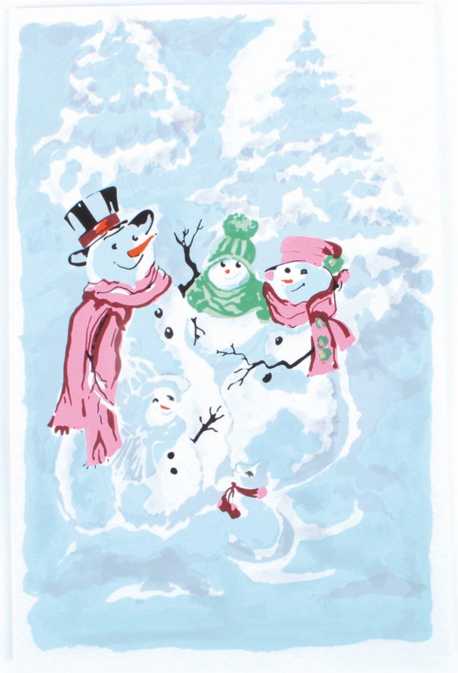 El Puente Weihnachtskarte Weihnachtskarte "Schneemann-Familie", Handmade, Fair Trade