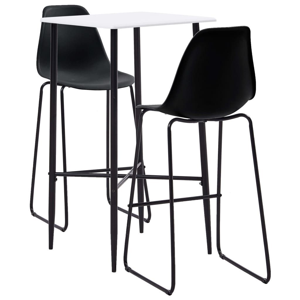 vidaXL Essgruppe 3-tlg. Bar-Set Kunststoff Schwarz, (3-tlg)