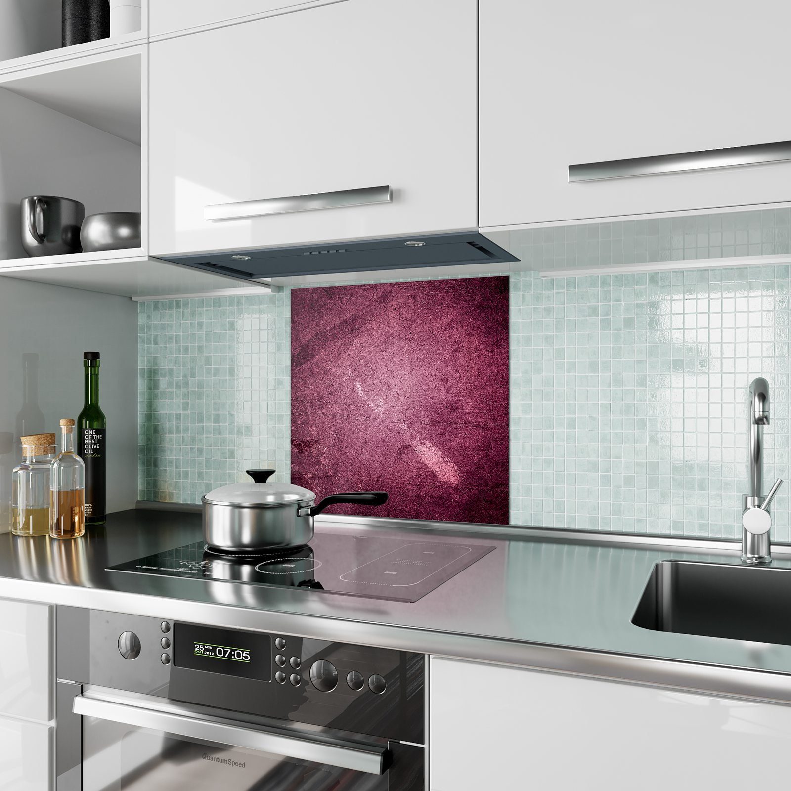 mit Pinke Küchenrückwand Spritzschutz Primedeco Küchenrückwand Motiv Glas Texturen