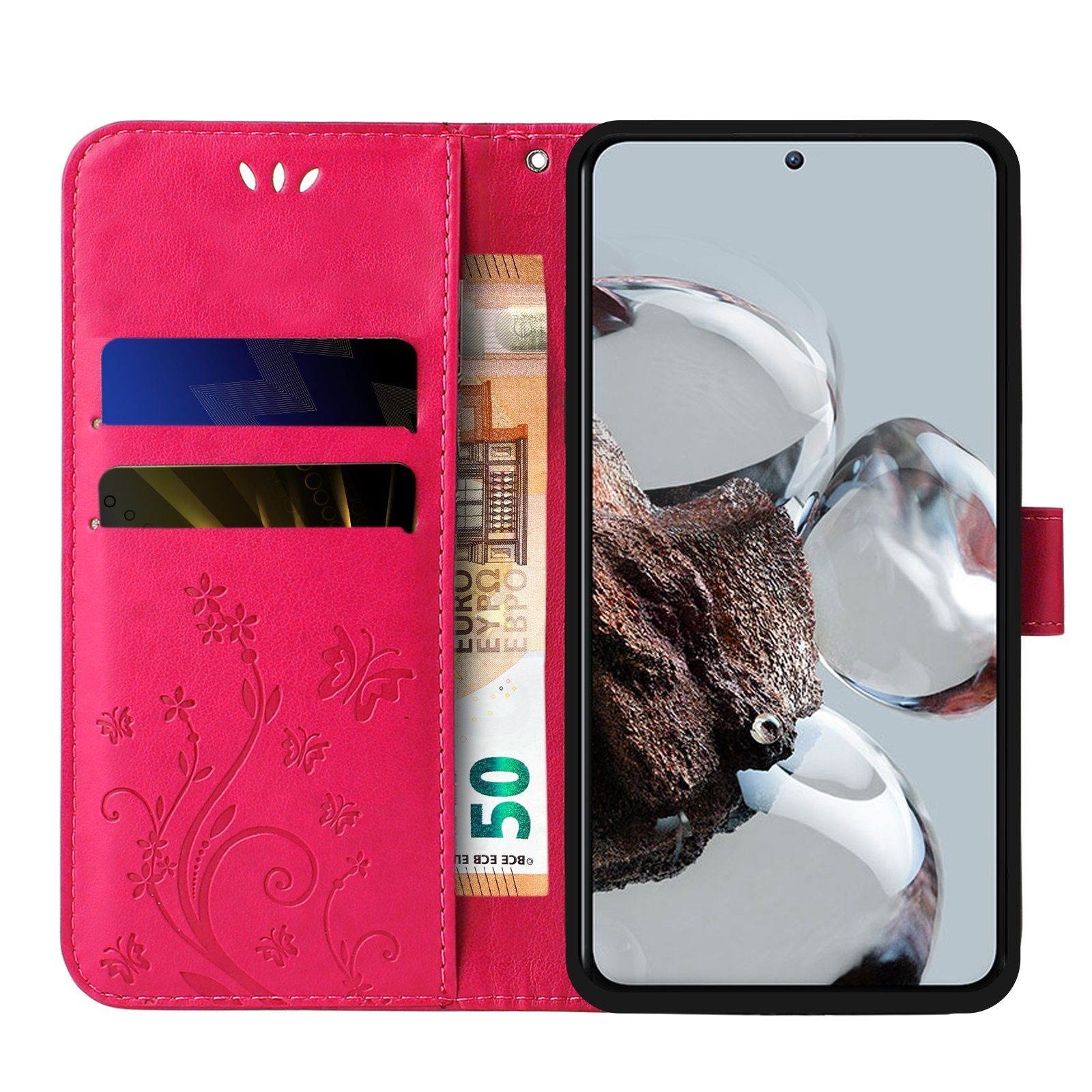 Tec-Expert Handyhülle Cover Tasche Hülle für Samsung Galaxy A20e 5,8 Zoll, Klapphülle Case mit Kartenfach Fliphülle aufstellbar, Motiv Blumen