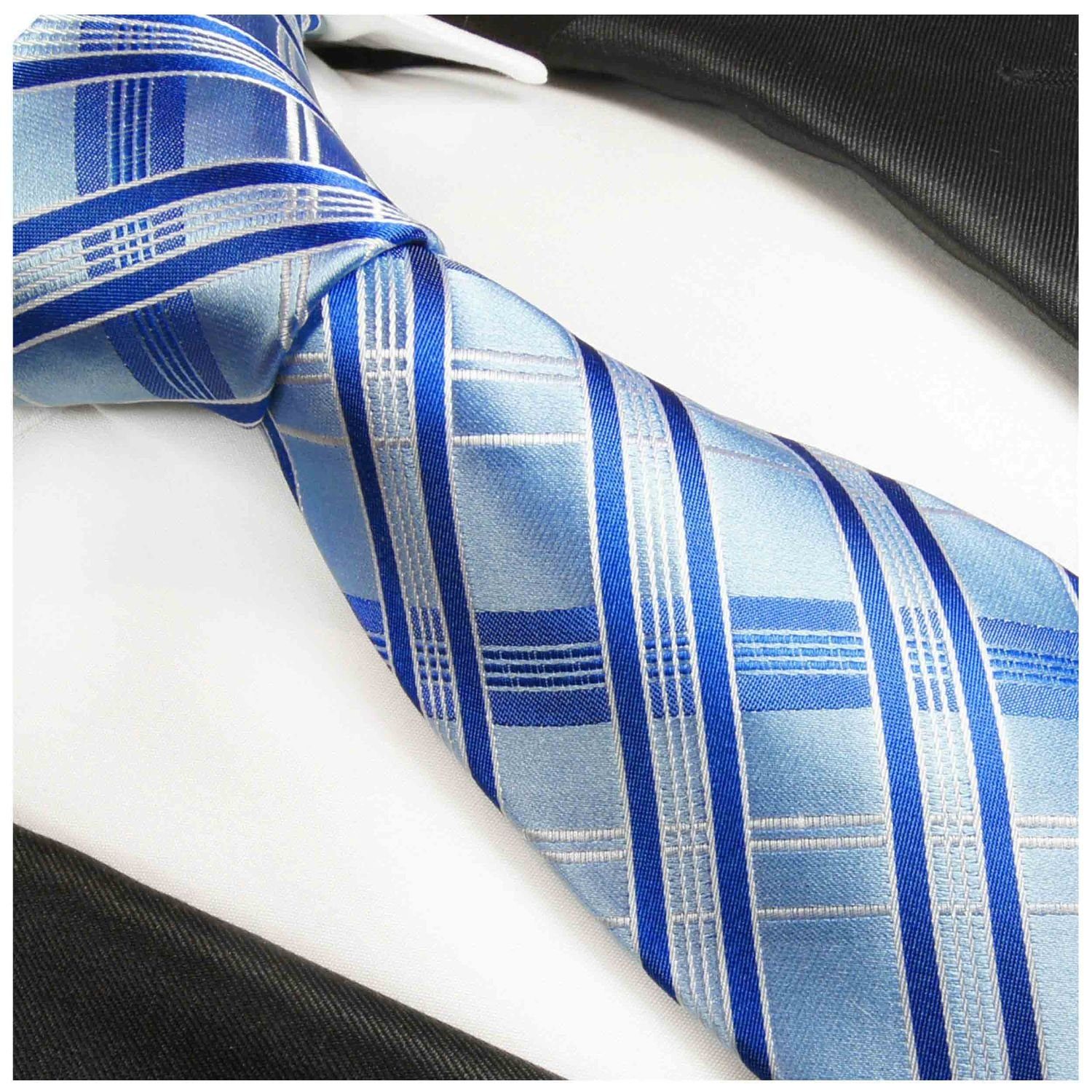 100% Herren Krawatte Seide gestreift Seidenkrawatte Malone hellblau Paul Moderne (6cm), blau Schmal 2018