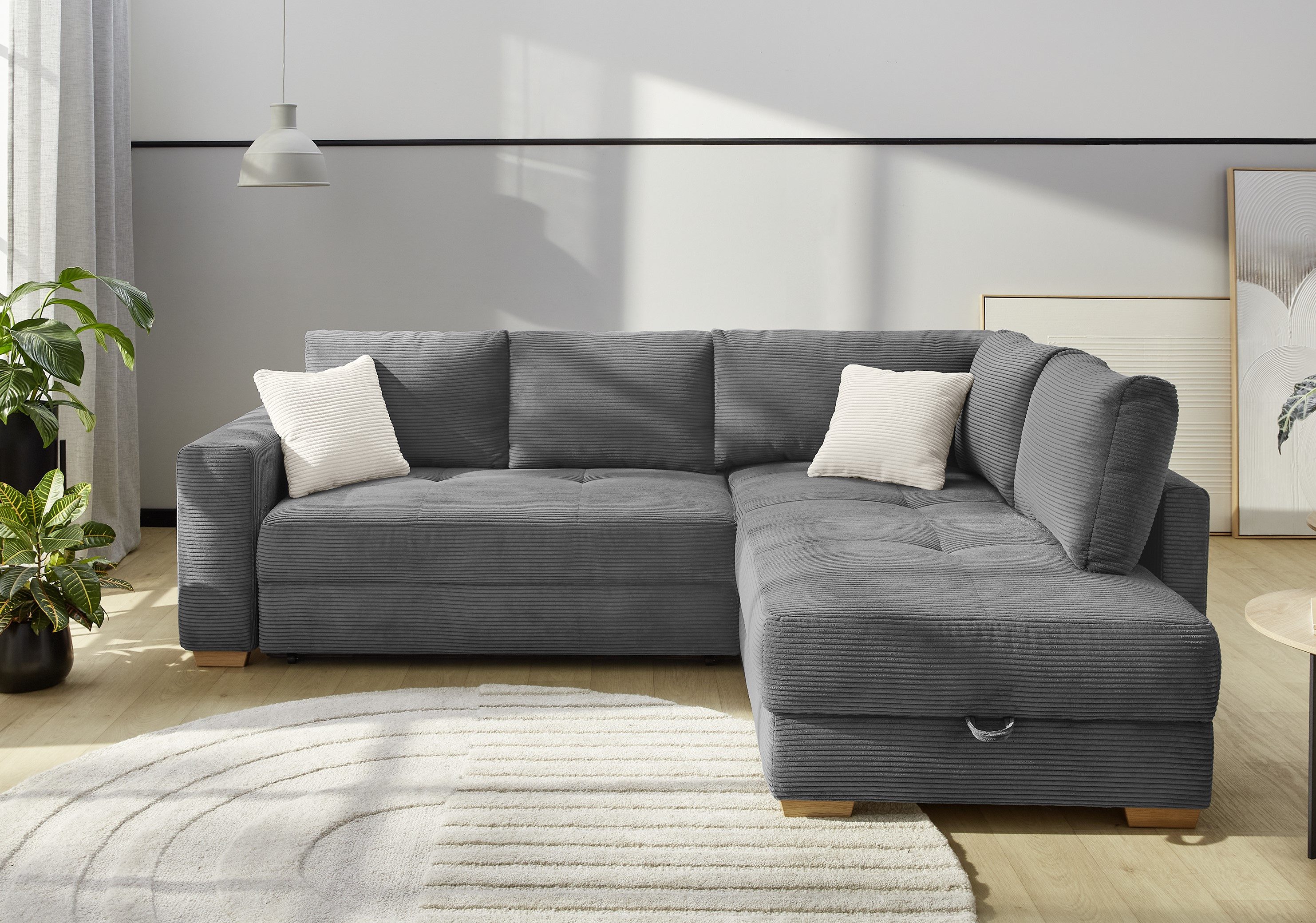 Jockenhöfer Gruppe Ecksofa Sunset L-Form, B: 257 cm, Liegefl. 160x223 cm Dauerschlafsofa, Tonnentaschen-Federkern, Kaltschaumtopper, Bettkasten & Zierkissen