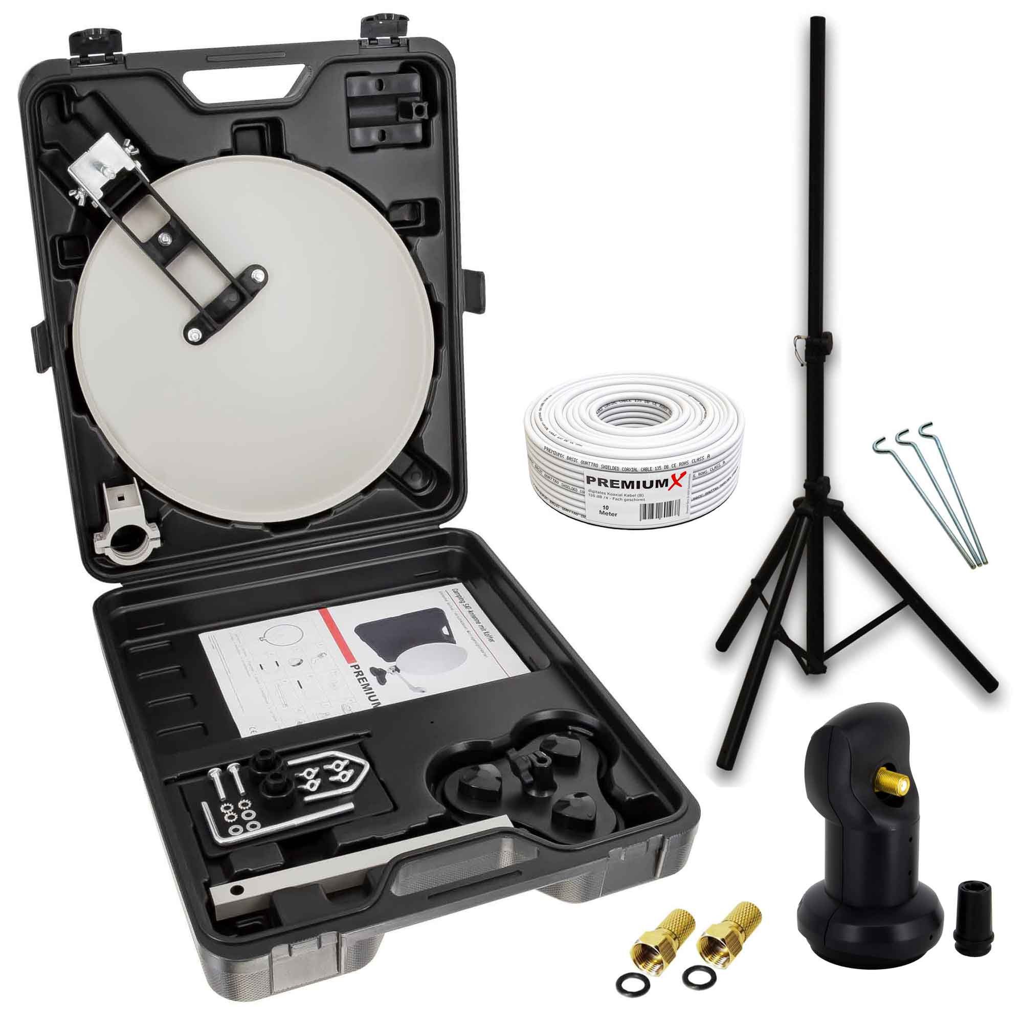 Camping SAT Anlage Antenne Stativ Single LNB 10m Kabel F-Stecker SAT-Antenne