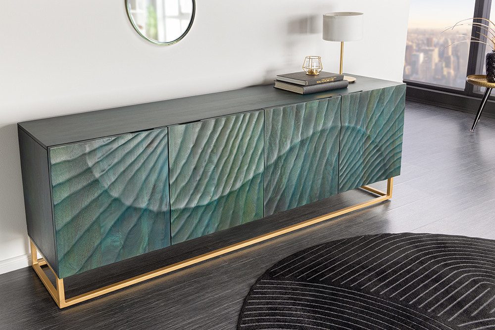 riess-ambiente Sideboard SCORPION 180cm türkis / gold · Anrichte aus Mango- günstig online kaufen