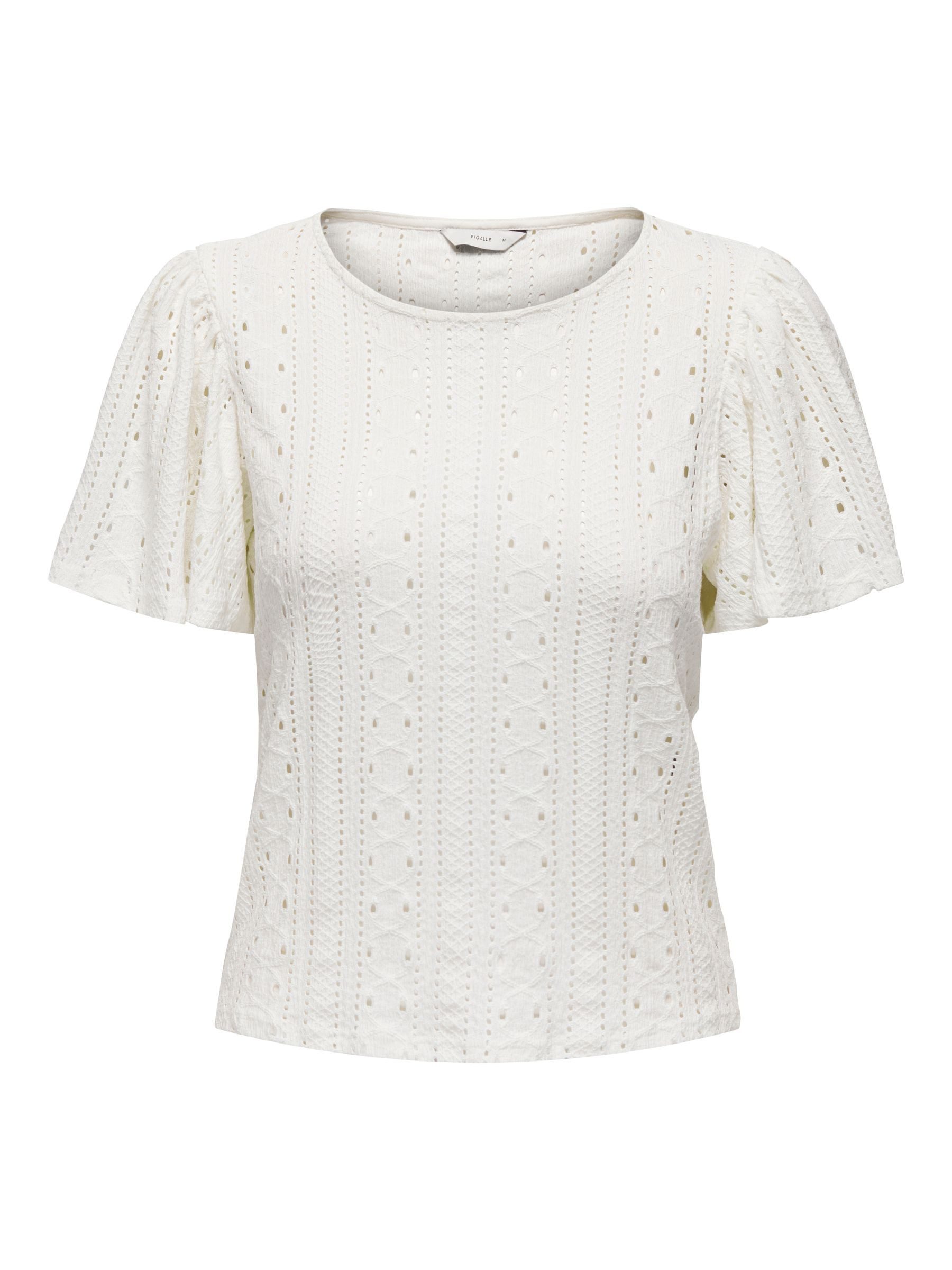 ONLY Blusenshirt Kurzärmlig mit Rundhalsausschnitt & Lochmuster ONLRIVERSID günstig online kaufen