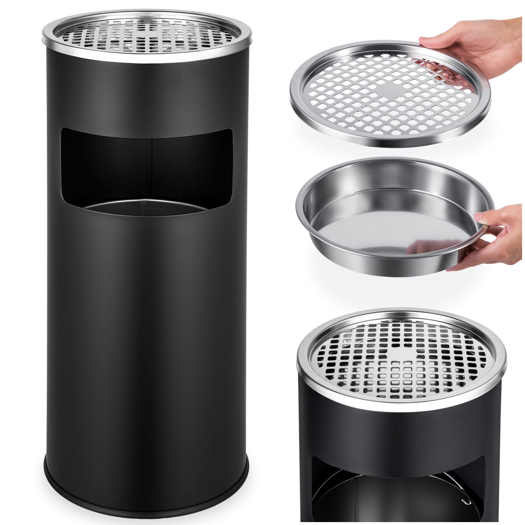 tectake Aschenbecher Standaschenbecher, rund