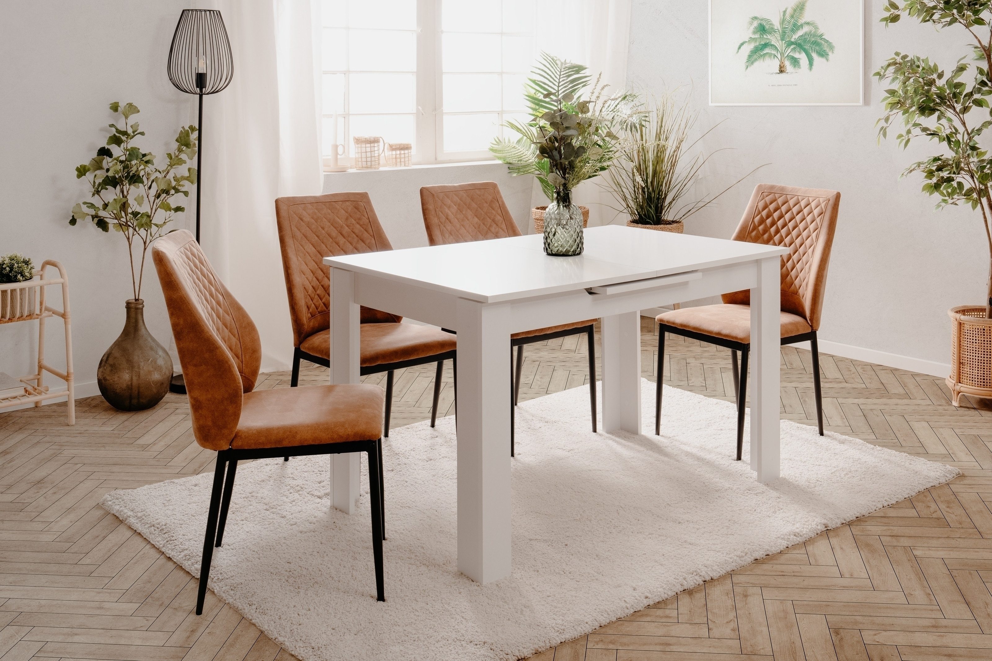 freiraum Kulissentisch Birmingham, ausziehbar bis 165cm, in Weiß - 125/165x75x80cm (BxHxT)