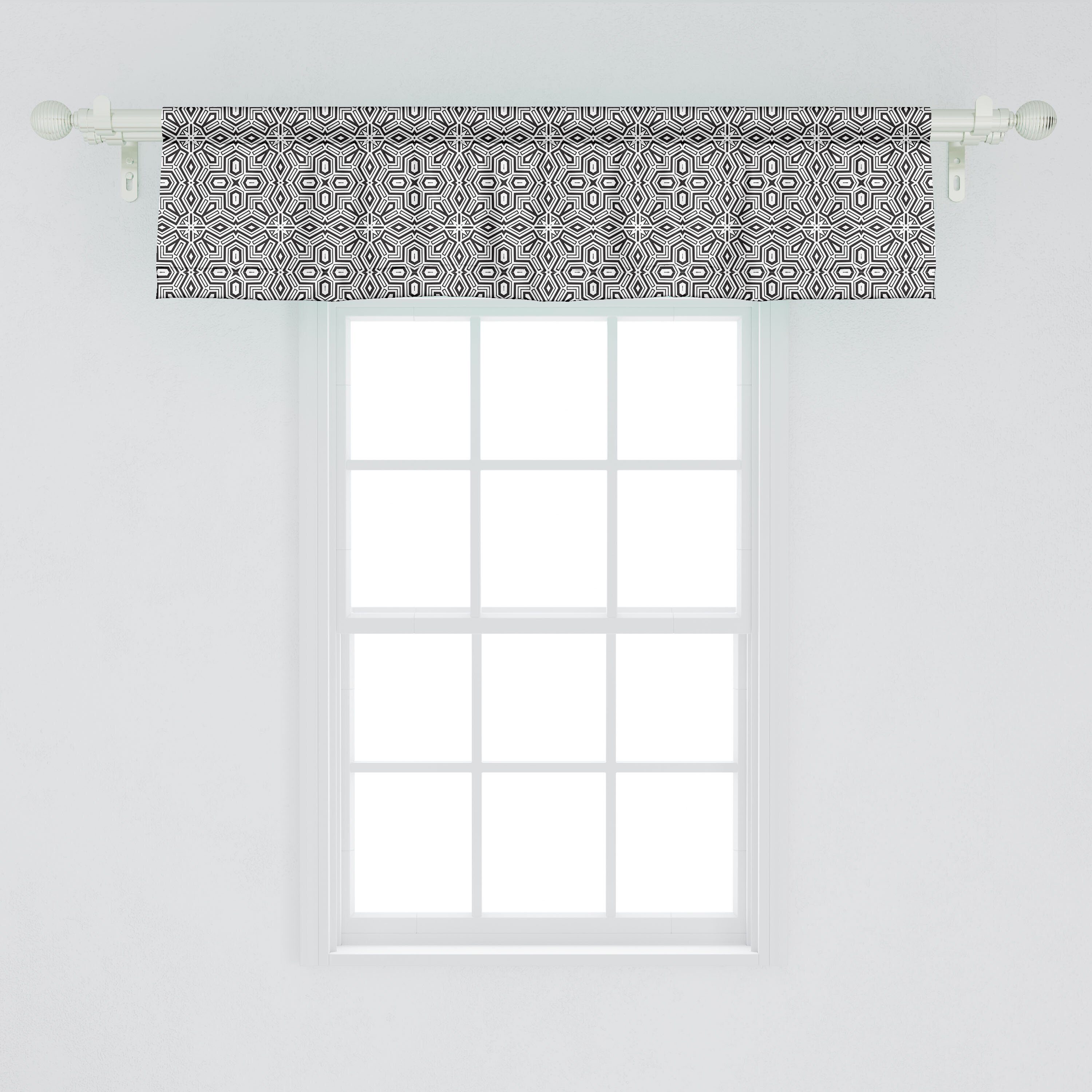 Scheibengardine Vorhang Volant für Modern Antik Stangentasche, Küche Grafik mit Dekor afrikanisch Abakuhaus, Microfaser, Schlafzimmer