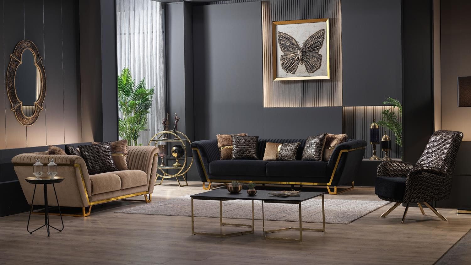 Möbel Akut Sofa 3-Sitzer Sofa Lugaro creme inkl. Kissen ca. 256 cm
