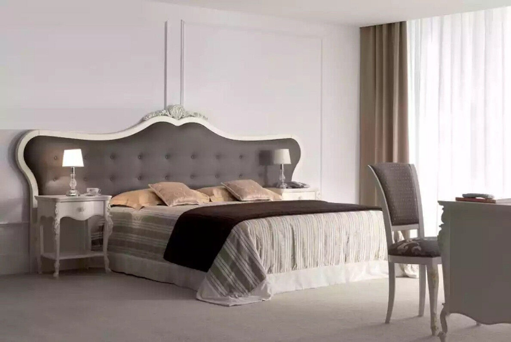 JVmoebel Schlafzimmer-Set Bett 2x Nachttische Design Schlafzimmer 3tlg. Klassischer Luxus, (3-St., Bett + 2x Nachttische)