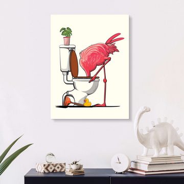 Posterlounge Forex-Bild Wyatt9, Flamingo versenkt den Kopf, Badezimmer Illustration