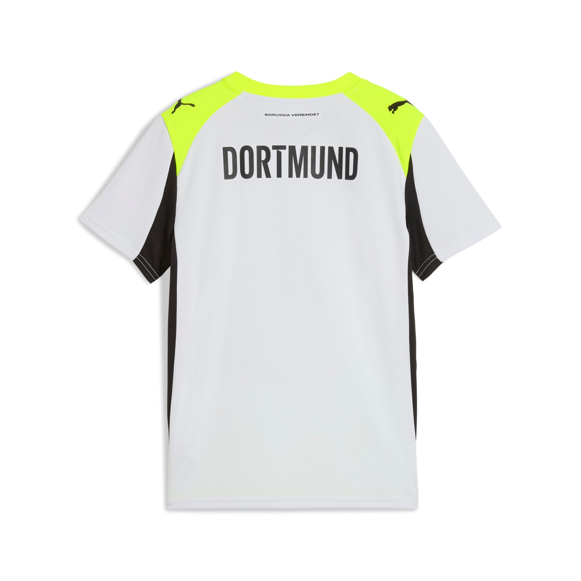 PUMA Fußballtrikot BVB AWAY JERSEY REPLICA JR WITH SPONSOR für Fußball, Kurzarm, mit Rundhalsausschnitt, aus Polyester
