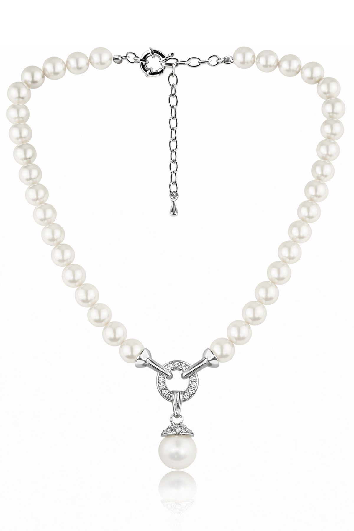 LUISIA® Perlenkette Perlen Collier mit großem Anhänger und Premium Kristallen (1-tlg., inkl. Schmuckbox)