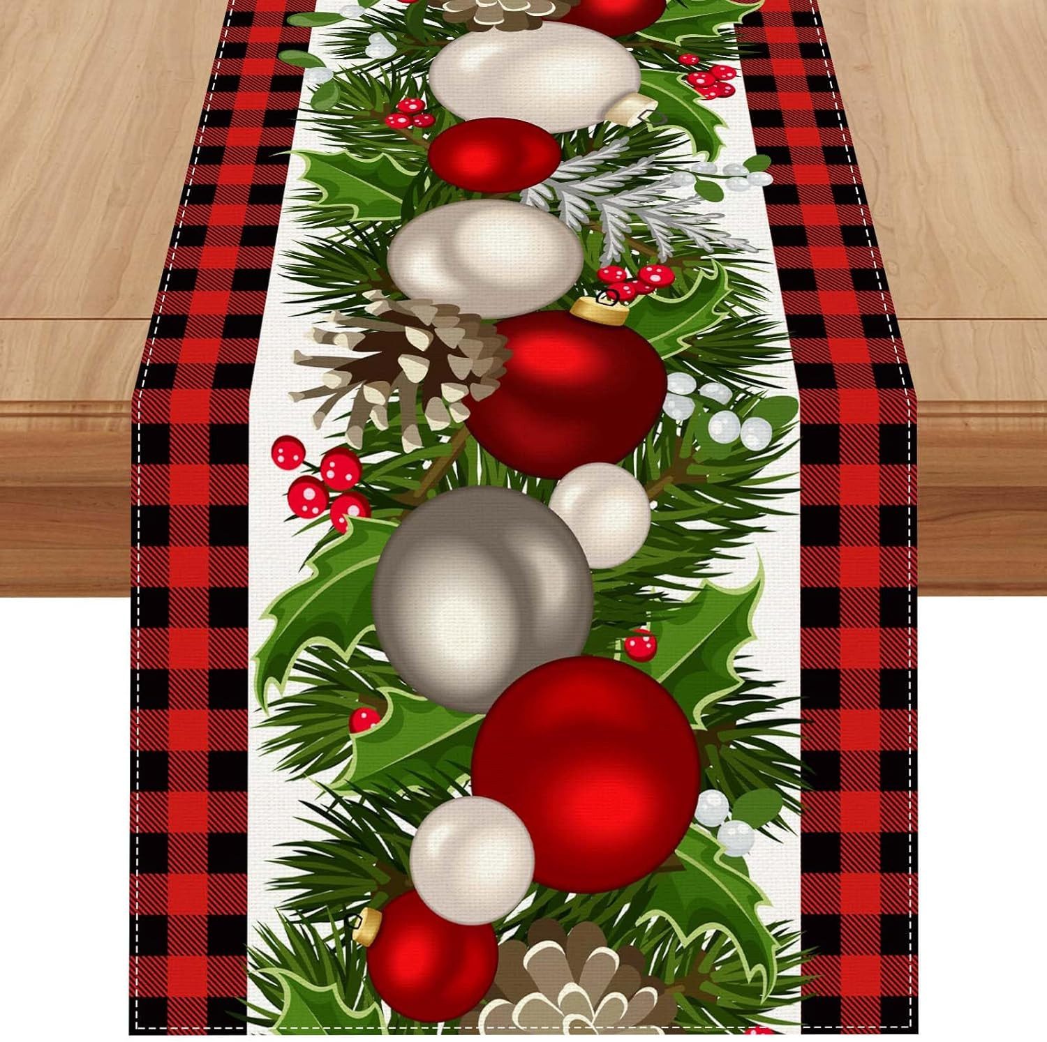 Bomiclss Tischläufer Weihnachten Tischläufer, Saisonnal Winter Küche Tisch Dekoration, Drinnen Urlaub Party Dekor 40x140 cm