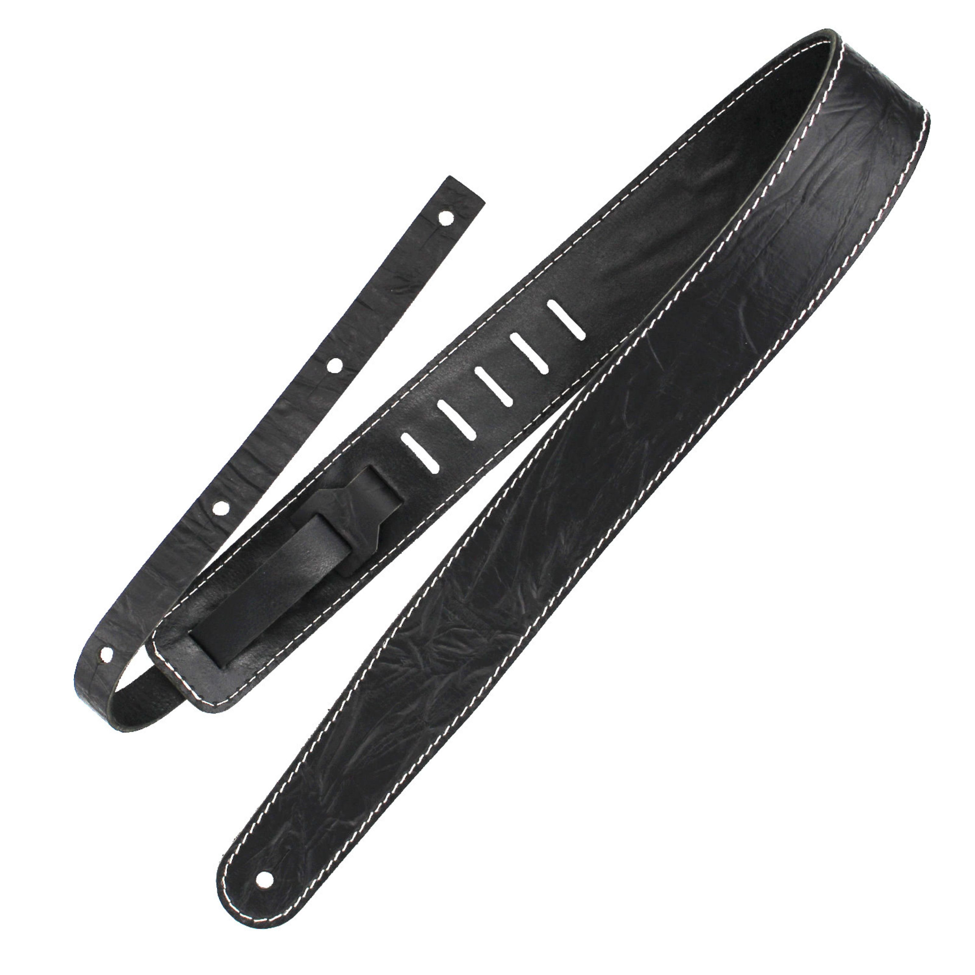 Richter Straps Gitarrengurt, Raw II Contour Wrinkle Black - Gitarrengurt