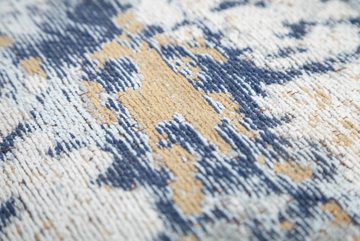 Teppich ABSTRAKT XXL 350x240m grau / blau, riess-ambiente, rechteckig, Höhe: 10 mm, Wohnzimmer · Baumwoll-Mischung · Vintage Muster · Maritim