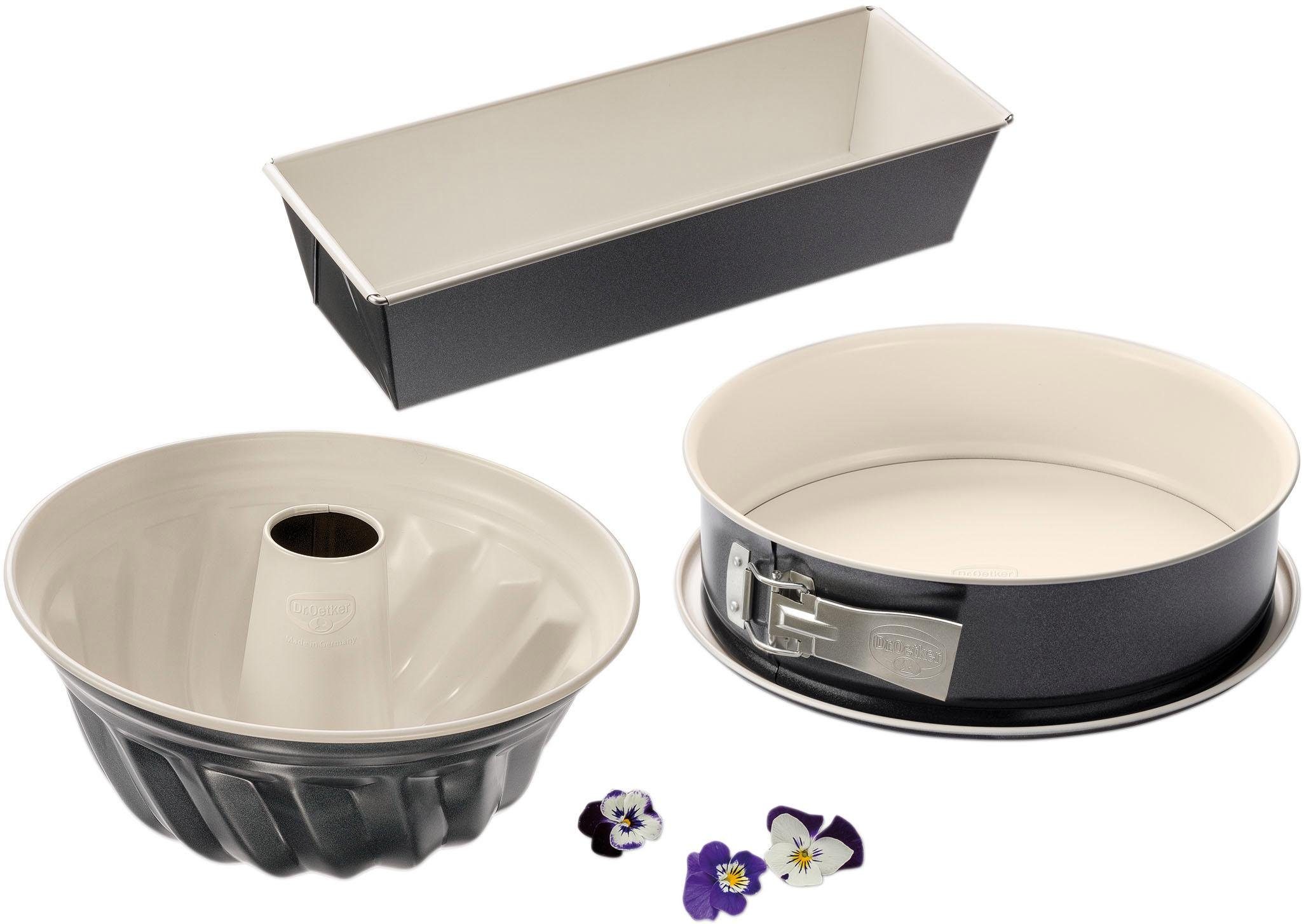 Dr. Oetker Küchenhelfer Backform Back-Trend, (Set 3-tlg), (je 1 Gugelhupfform, Springform, Kastenform), Stahlblech