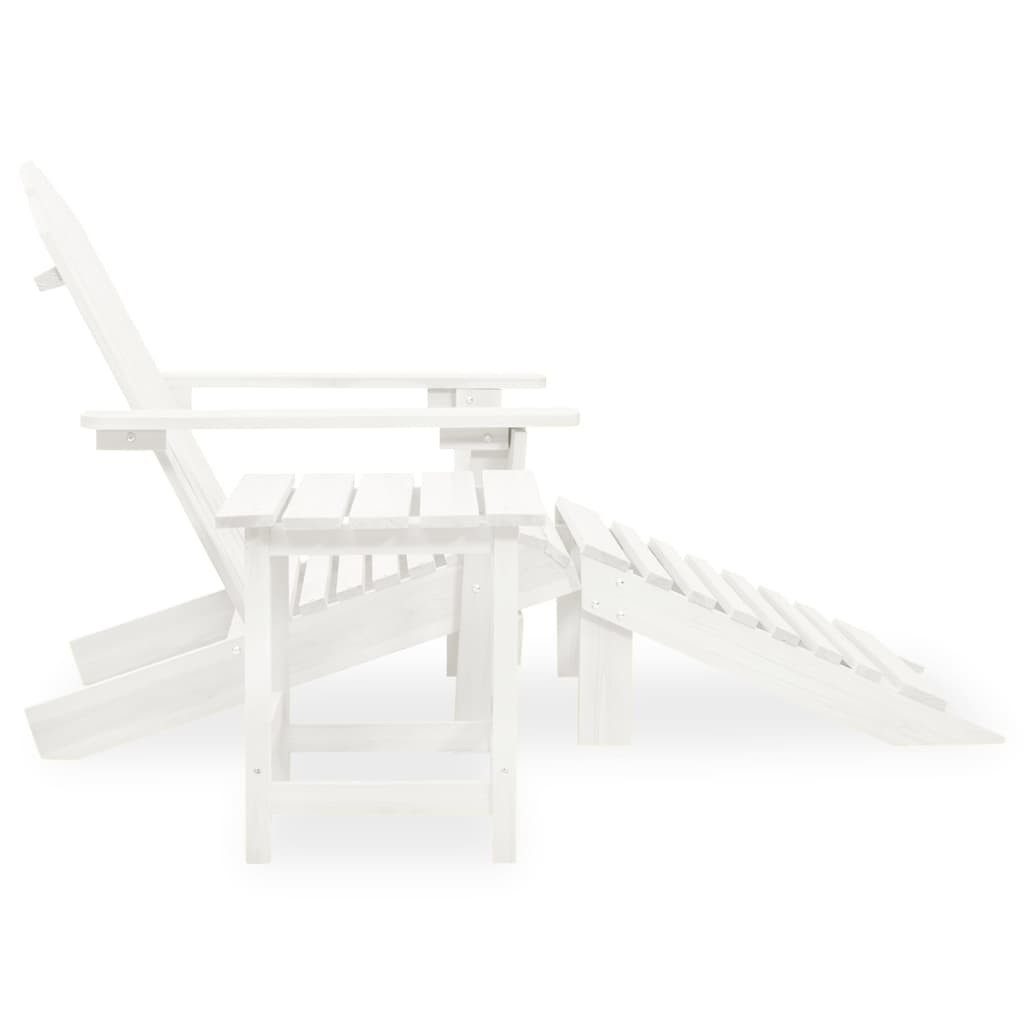 furnicato Gartenstuhl Weißer Adirondack-Stuhl mit Fußstütze und Tisch, 69,5x147,5x89,5 cm, Witterungsbeständige Sitzgruppe mit Ablage für Garten und Terrasse